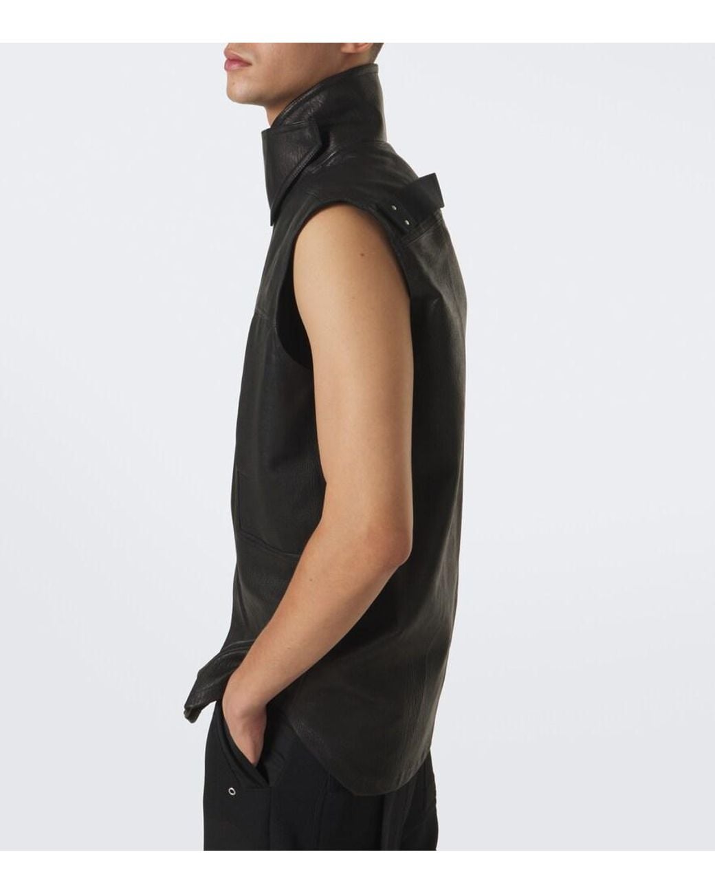 Rick Owens Black Sl Leather Vest for men