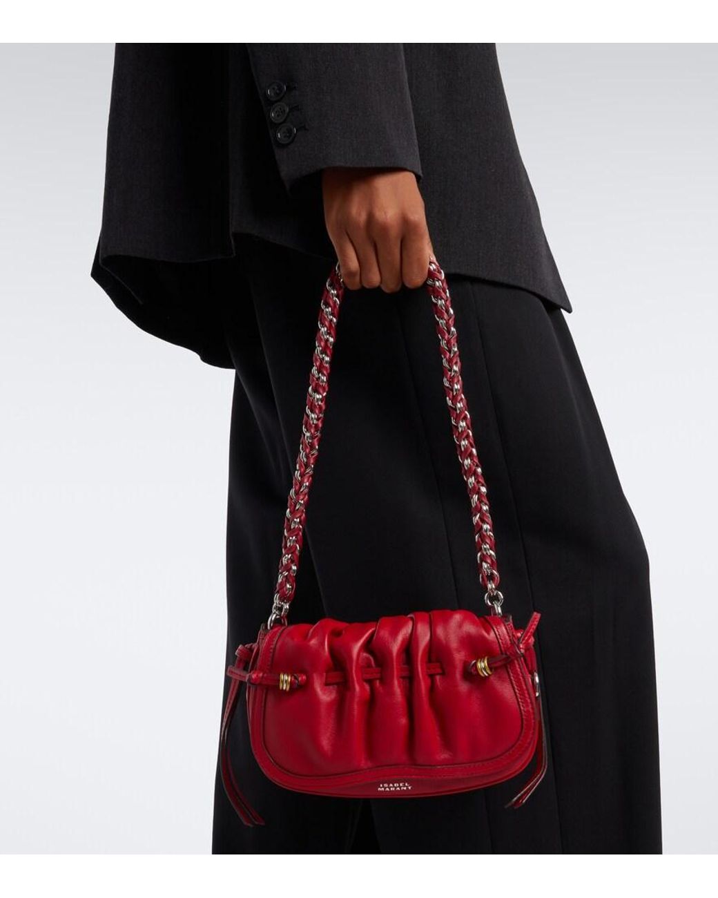 Isabel Marant Red Bolton Xs Leather Shoulder Bag