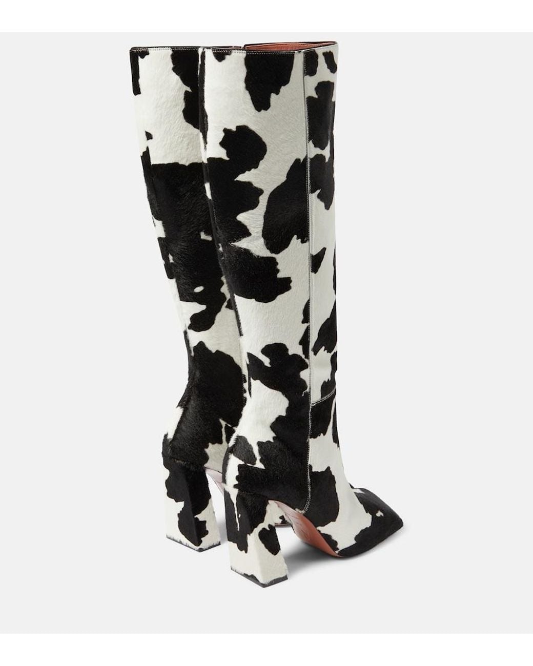 AMINA MUADDI White Marine Calf Hair Knee-High Boots
