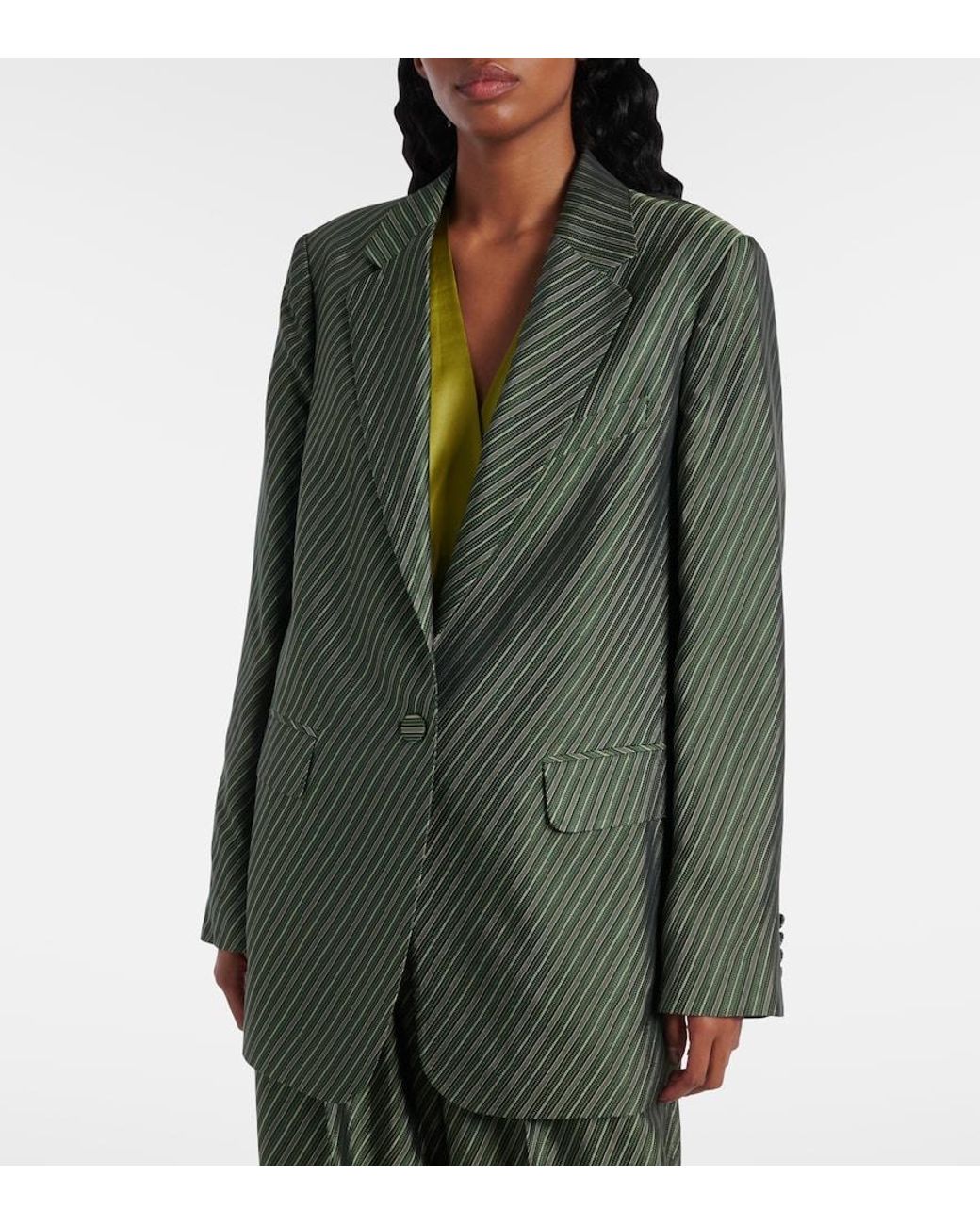 Dries Van Noten Green Striped Blazer