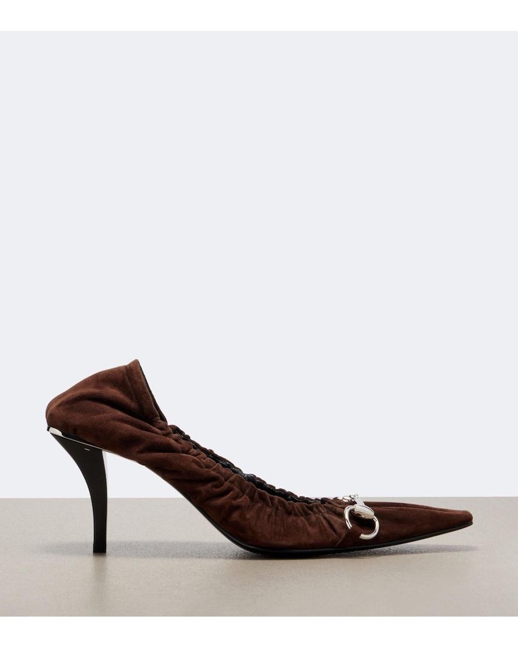 Gucci Brown Vittoria Horsebit Suede Pumps
