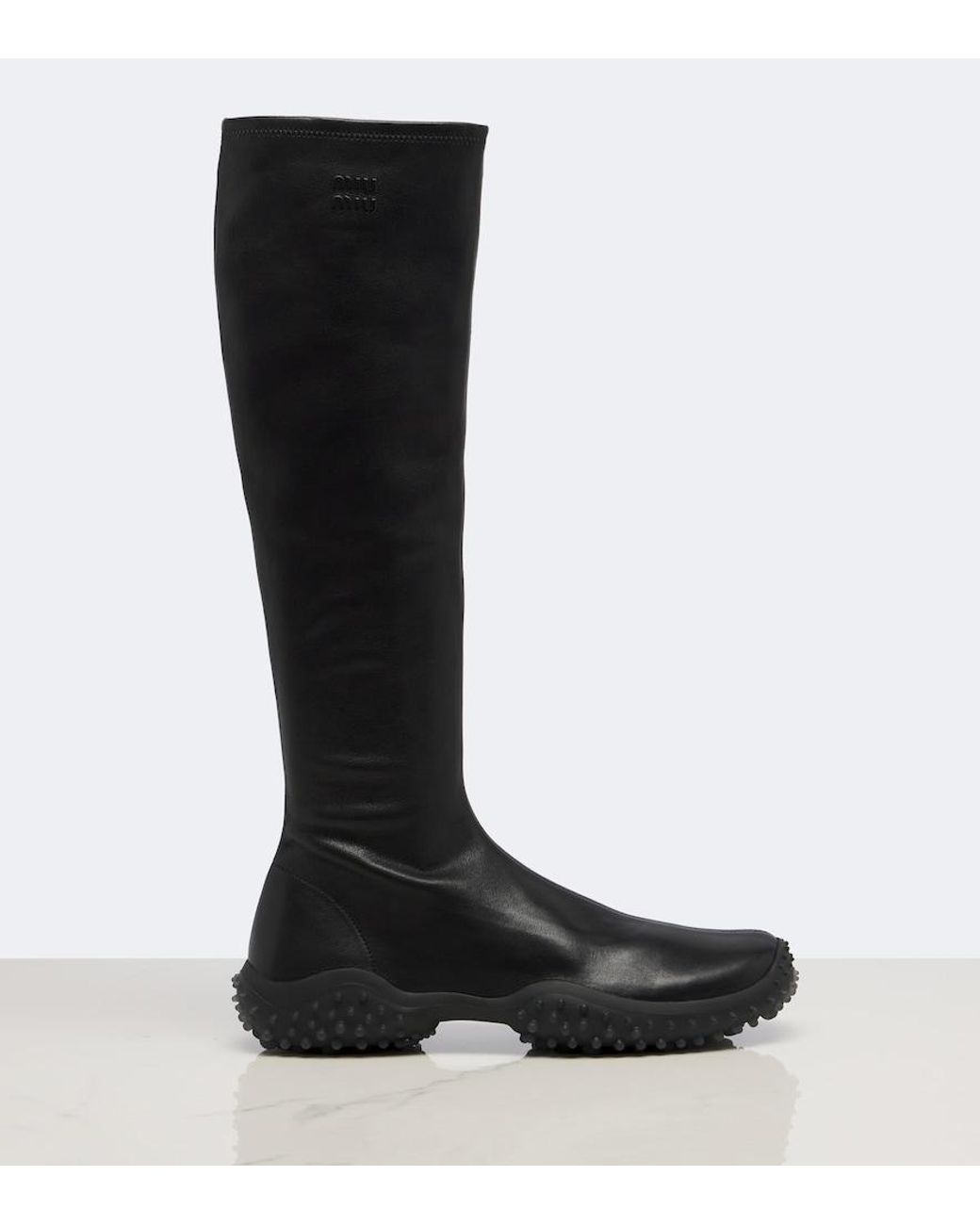 Miu Miu Black Leather Knee-High Boots