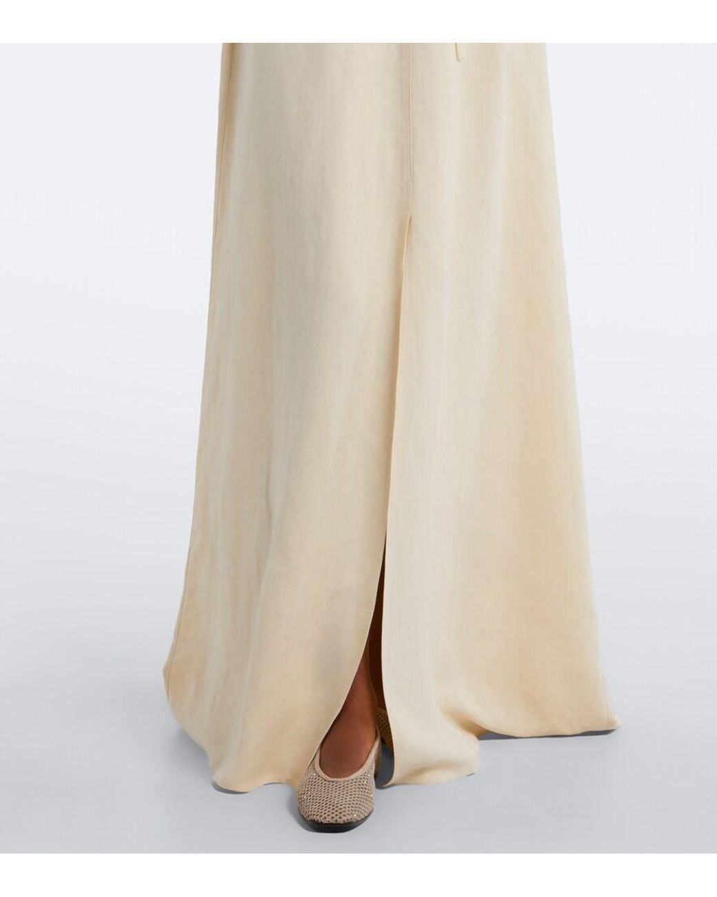Brunello Cucinelli White Monilli Belted Maxi Dress