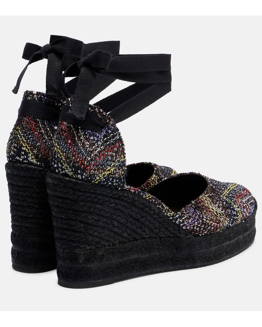 Missoni Black Eva 80 Sequined Espadrille Wedges