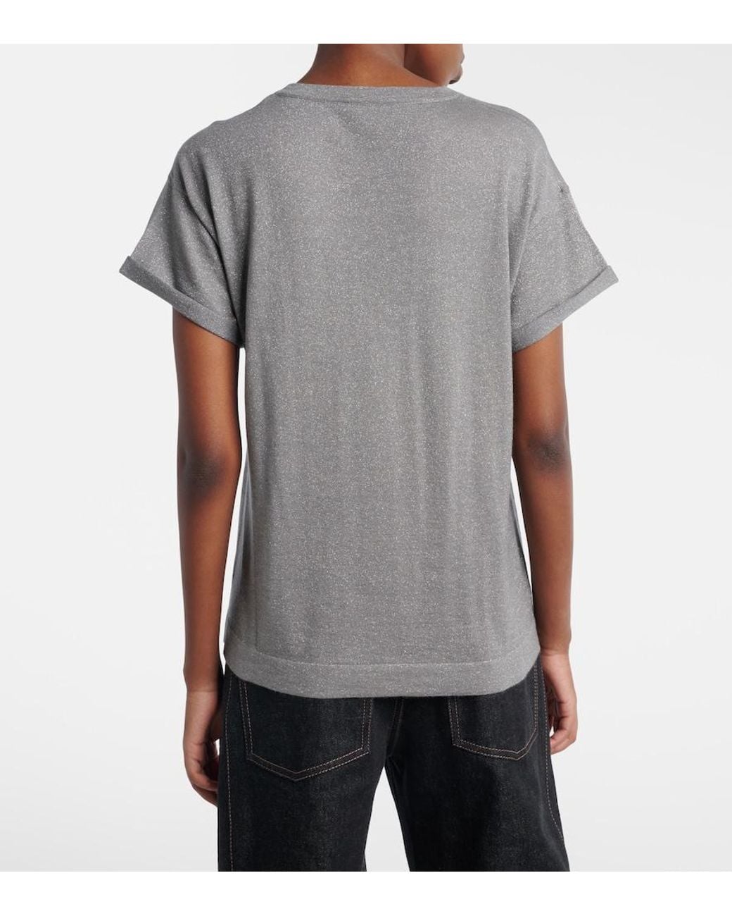 Brunello Cucinelli Gray Cashmere And Silk-Blend T-Shirt