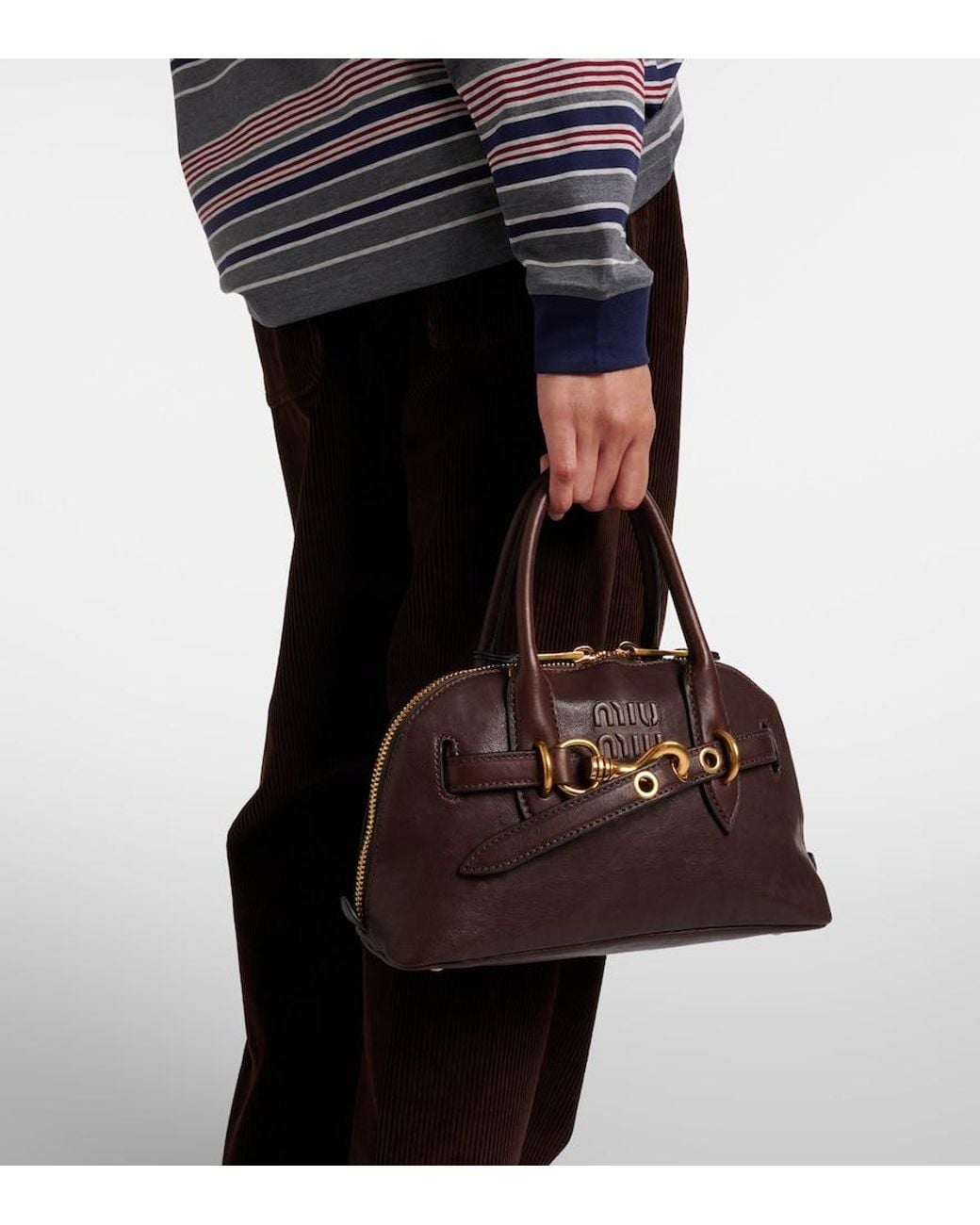 Miu Miu Brown Aventure Leather Tote Bag