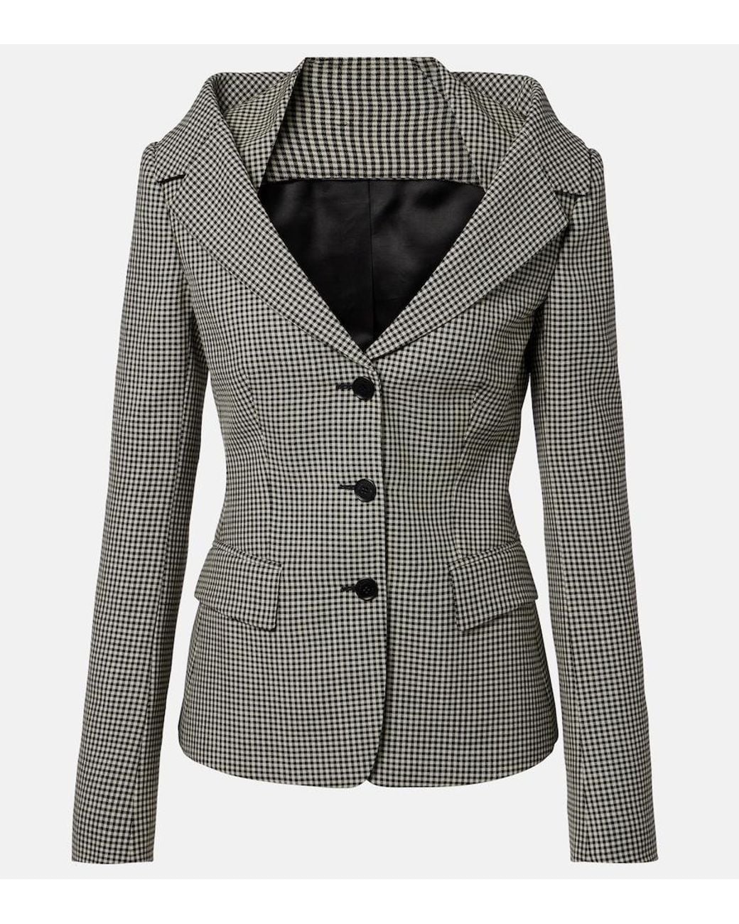 Blazer En Laine A Carreaux McQueen en coloris Gray