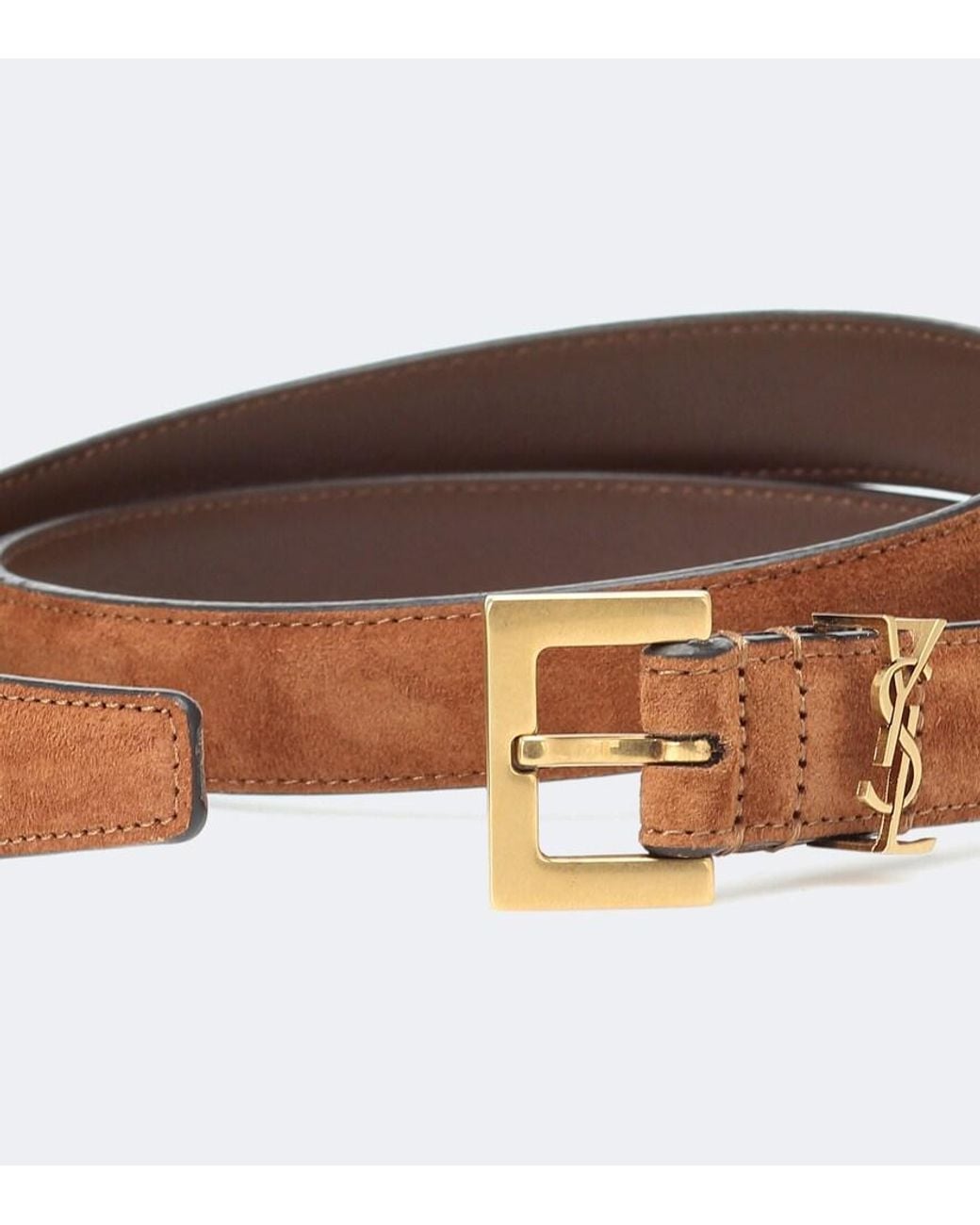Saint Laurent Brown Cassandre 20 Suede Belt