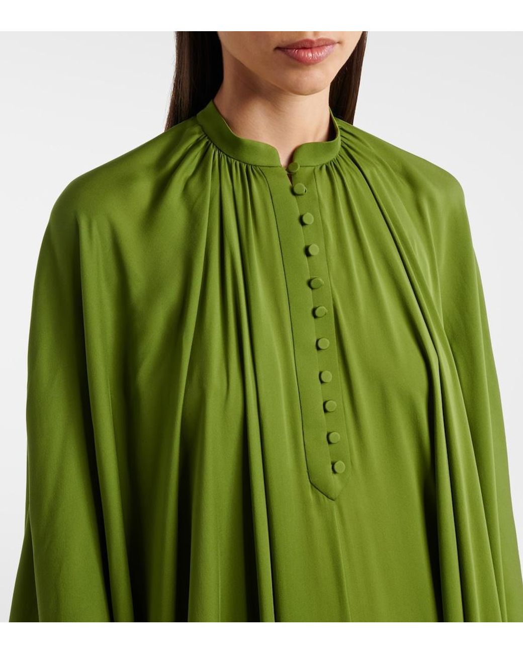 Tom Ford Green Draped Silk Georgette Kaftan