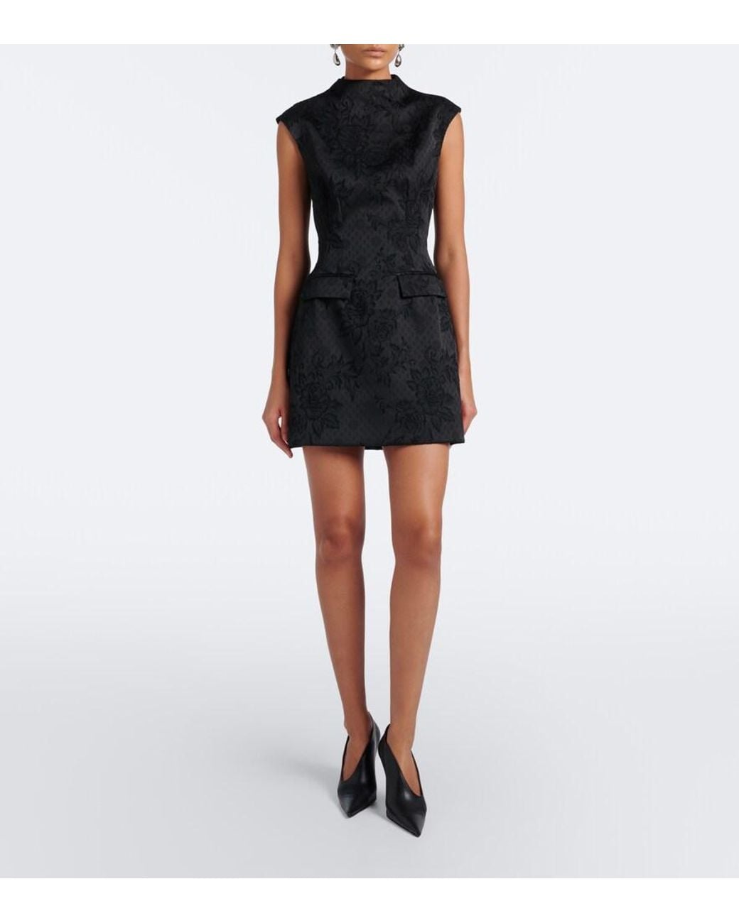 Veronica Beard Black Haworth Floral Jacquard Minidress