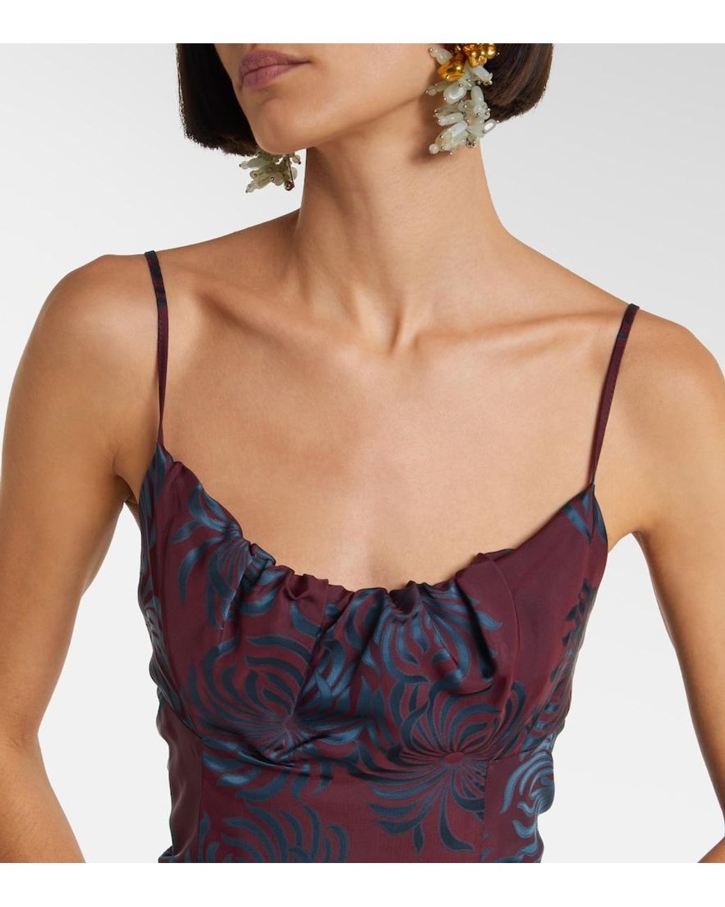 Dries Van Noten Blue Floral Jacquard Midi Dress