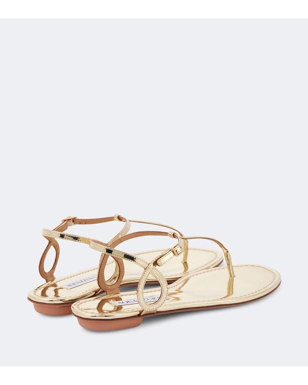 Aquazzura Natural Almost Bare Metallic Leather Thong Sandals