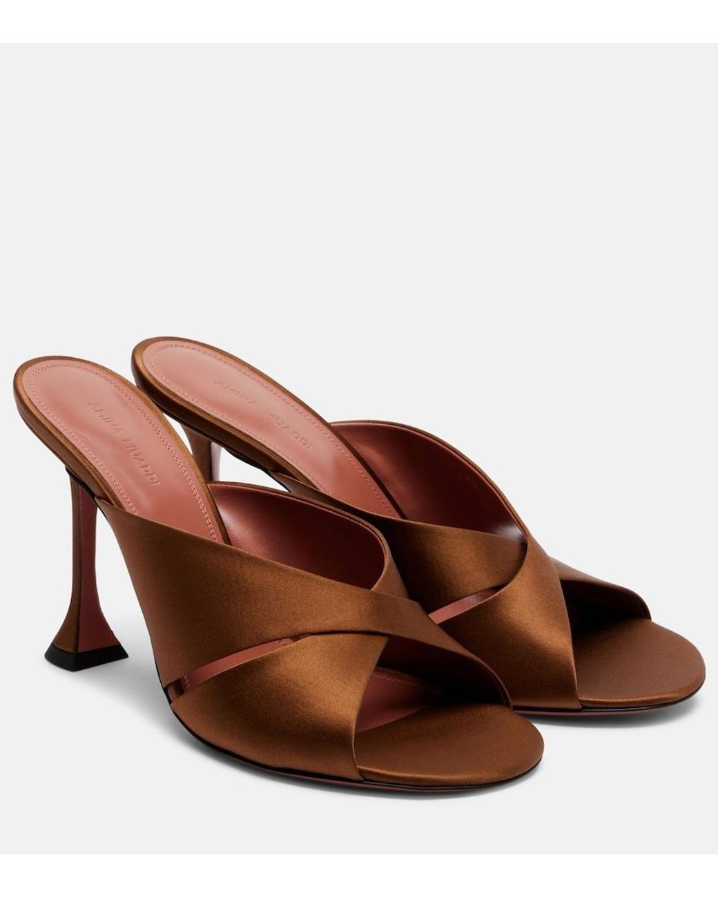 AMINA MUADDI Brown Salma Satin Mules