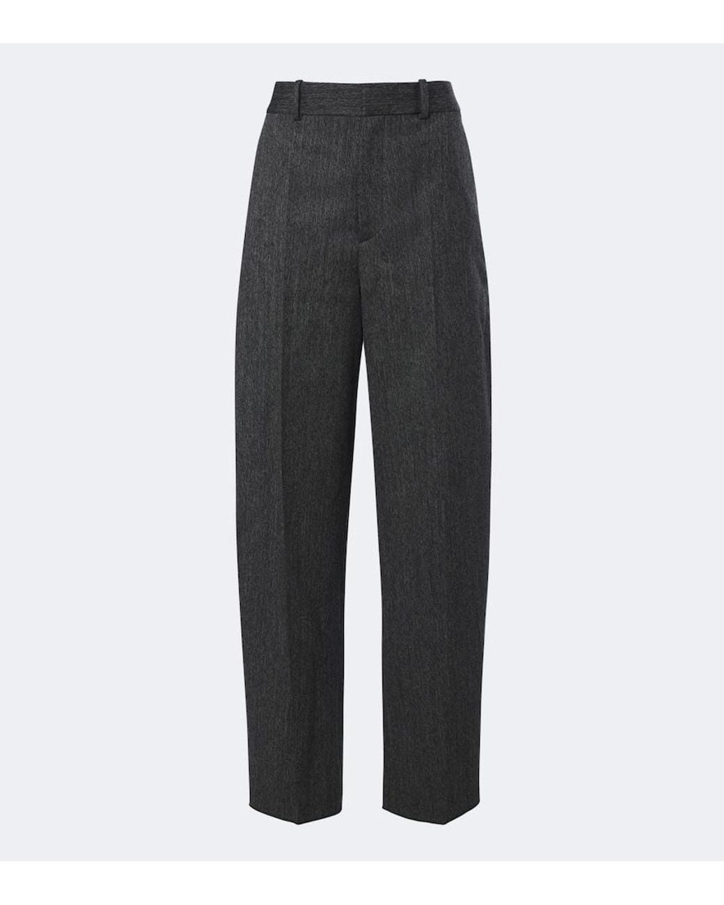 Tod's Gray Virgin Wool Wide-Leg Pants