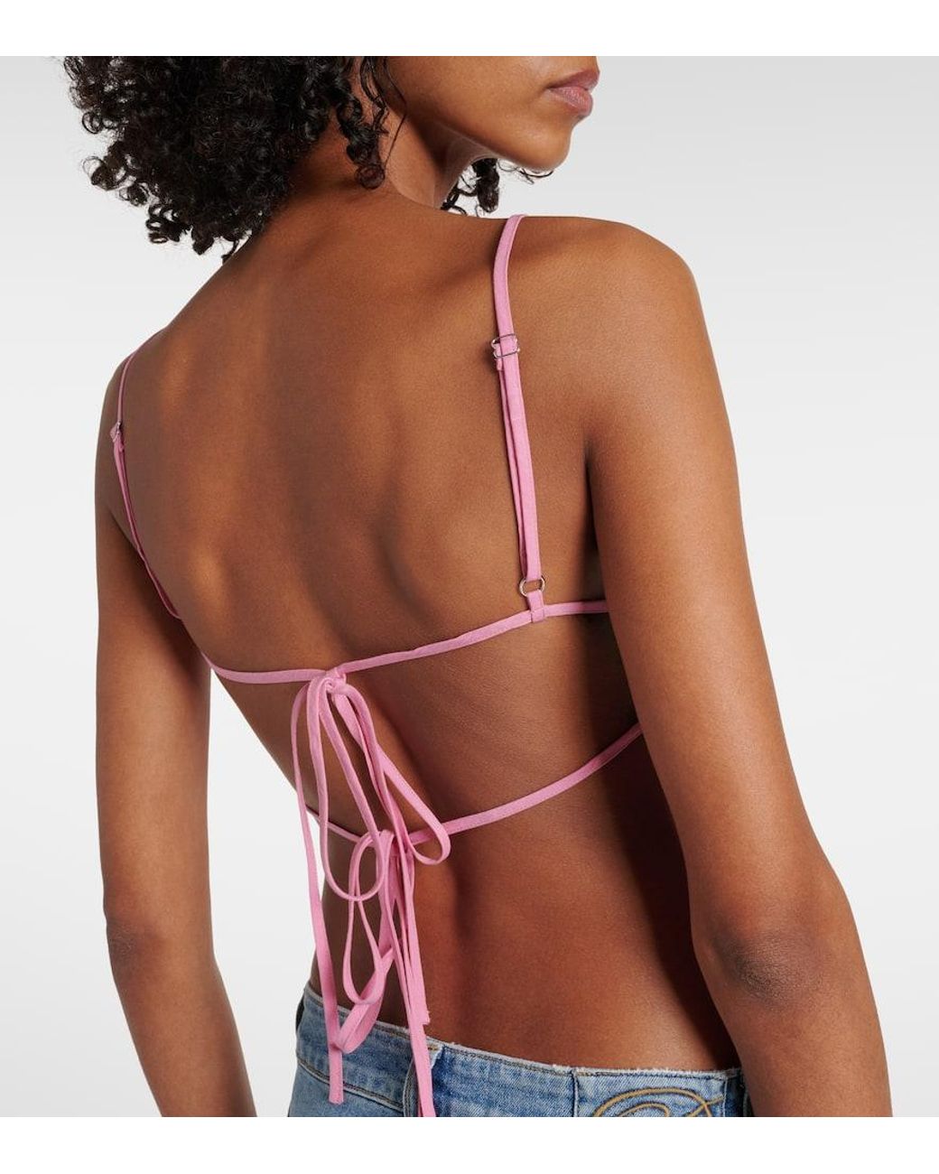 Blumarine Pink Floral-Applique Gabardine Crop Top