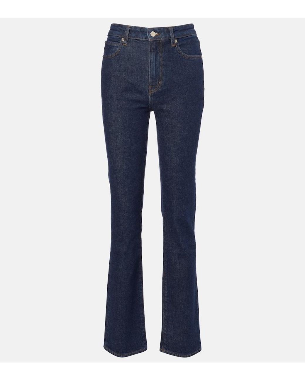 FRAME Blue Ruler Mid-Rise Straight Jeans