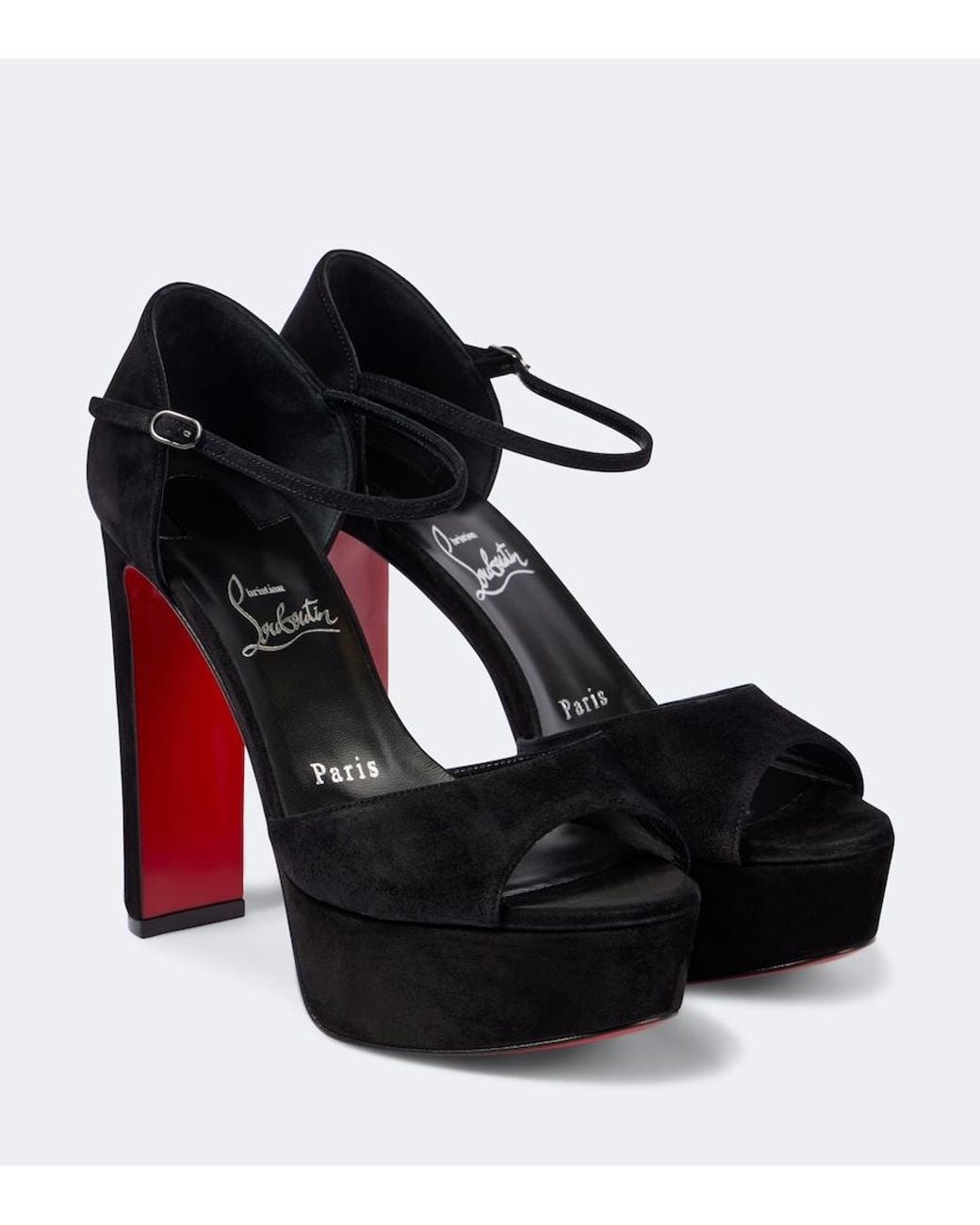 Christian Louboutin Black Sandaloo 130 Suede Platform Sandal
