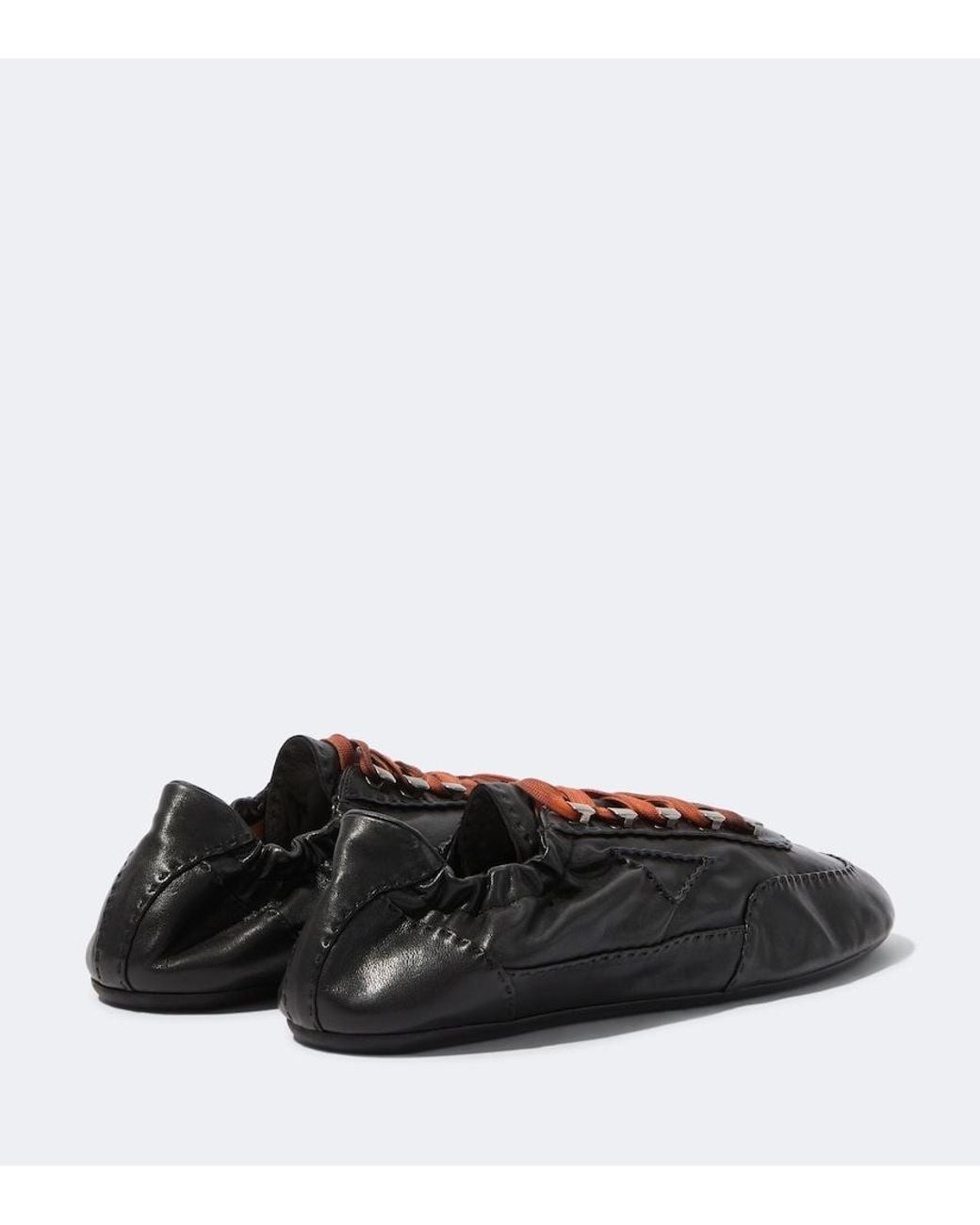 Prada Black Collapse Leather Sneakers for men