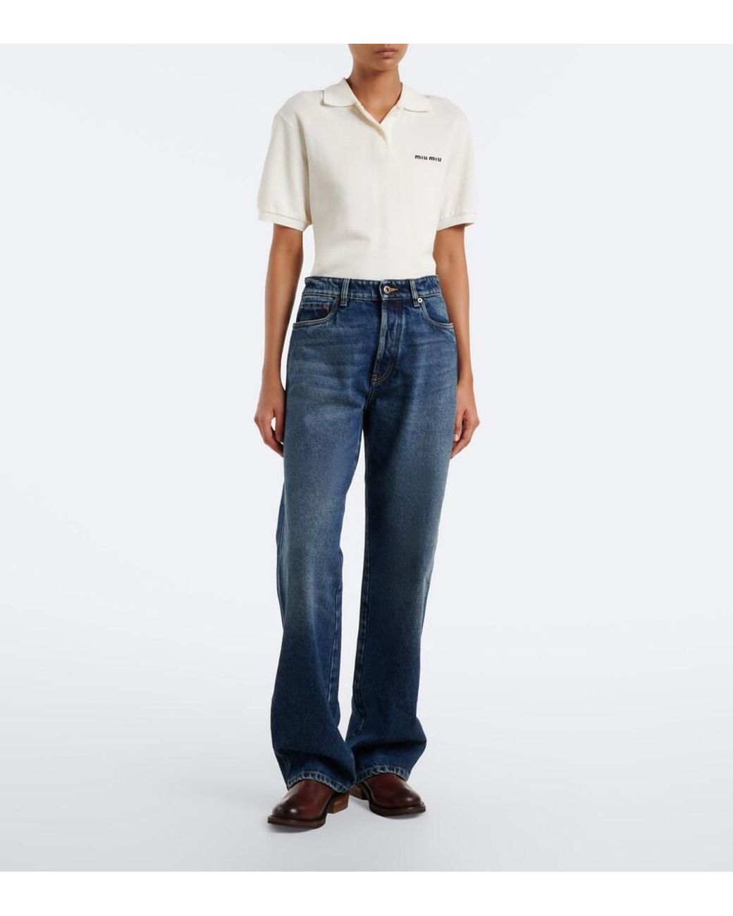 Miu Miu Blue Wide-Leg Jeans