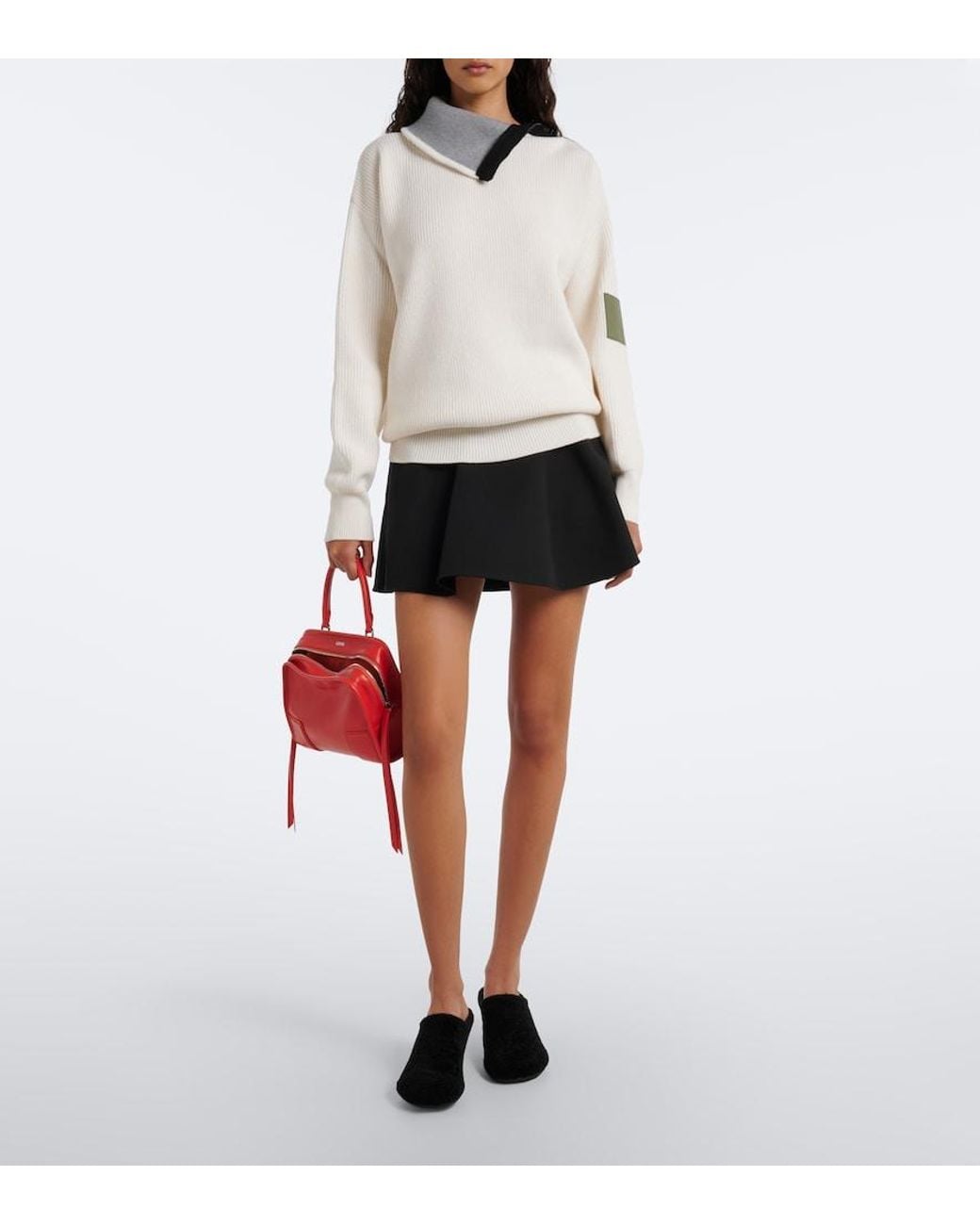 Loewe White Double L Wool-Blend Sweater