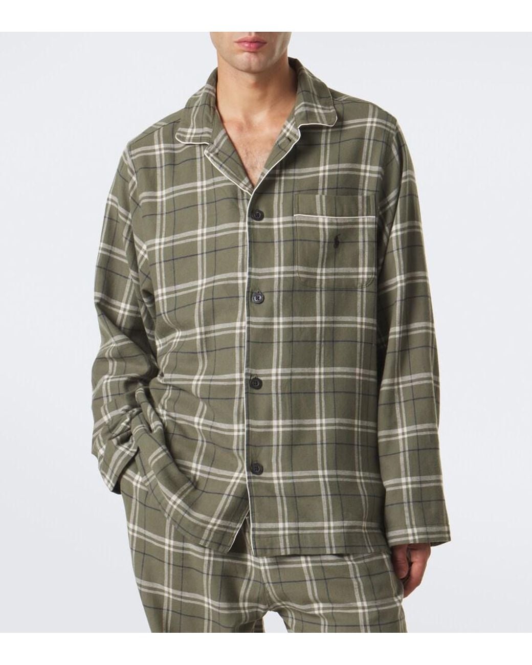 Polo Ralph Lauren Green Checked Cotton Flannel Pajamas for men