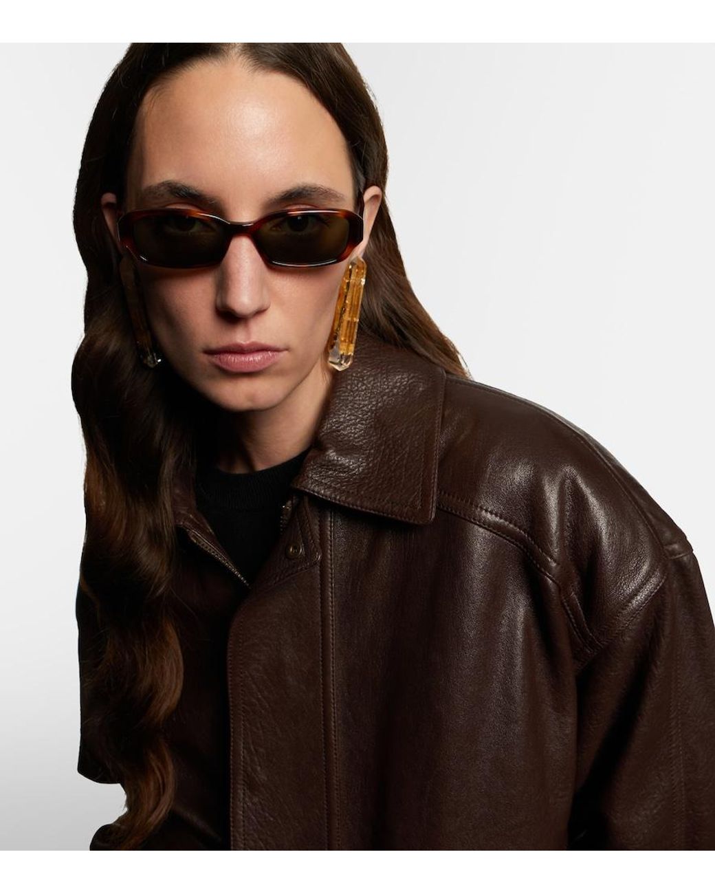 Saint Laurent Brown Sl 872 Erin Rectangular Sunglasses