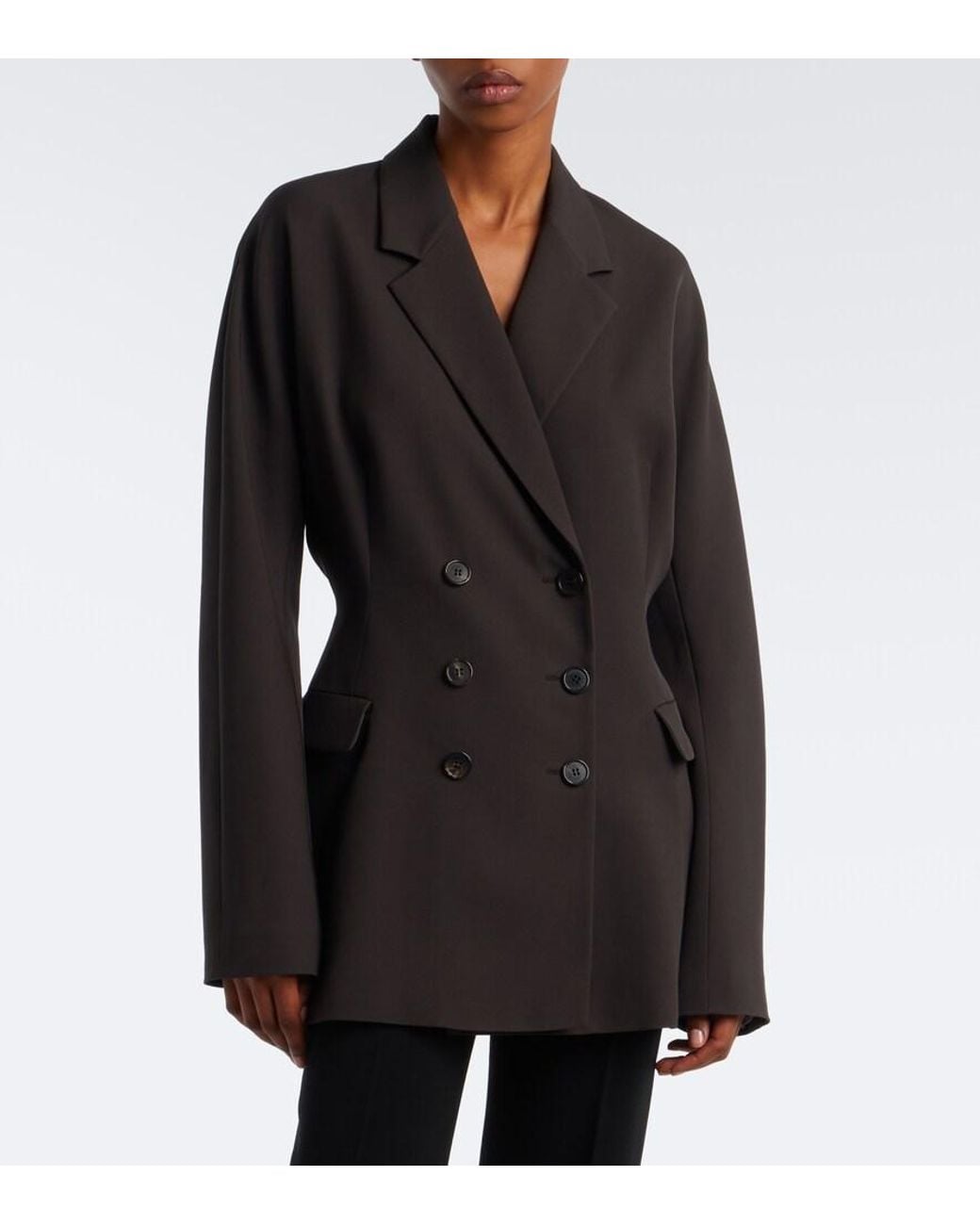 The Row Black Ciro Double-Breasted Virgin Wool Blazer