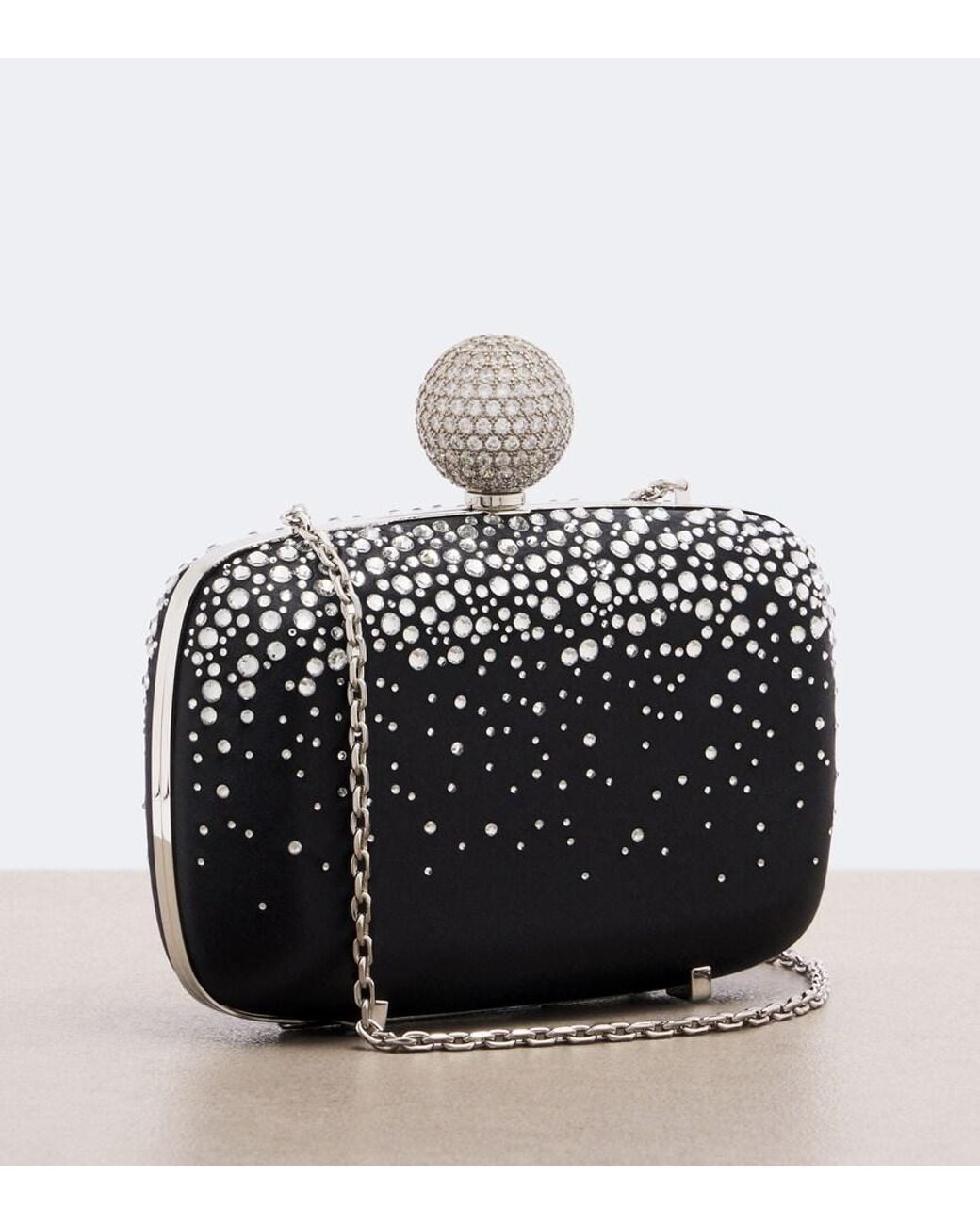 Roger Vivier Black Vivier Marlene Embellished Satin Clutch