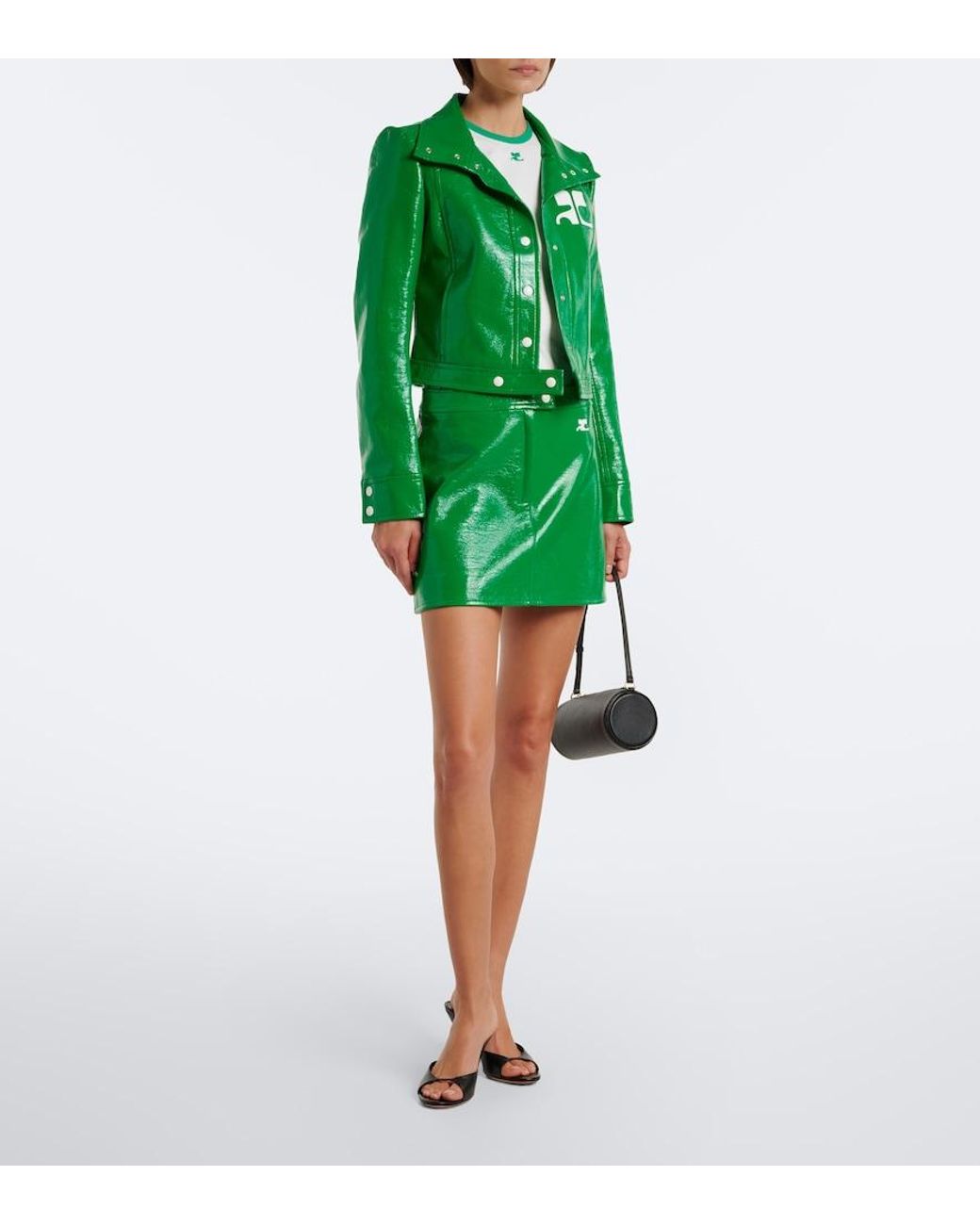 Courreges Green Reedition Vinyl Miniskirt