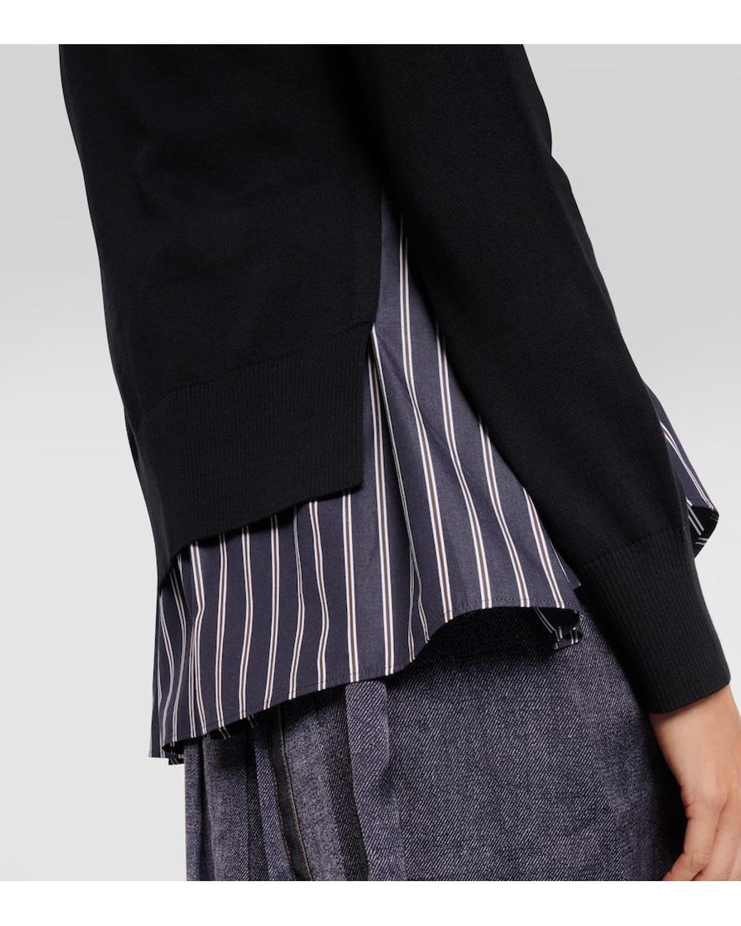 Sacai Black Layered Cotton Cardigan