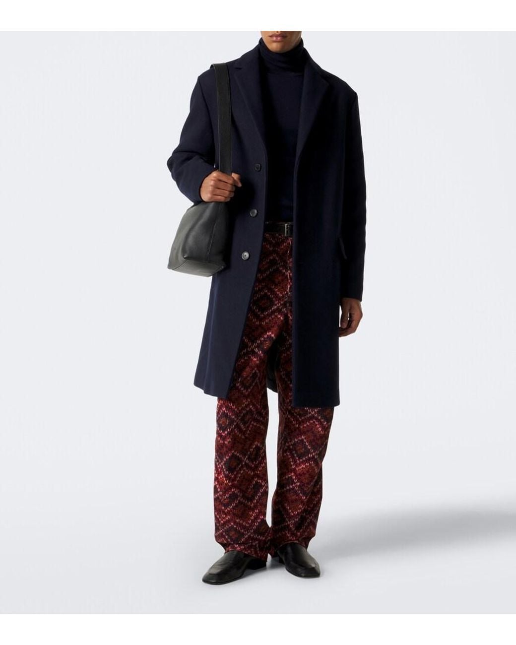 Dries Van Noten Blue Wool-Blend Coat for men
