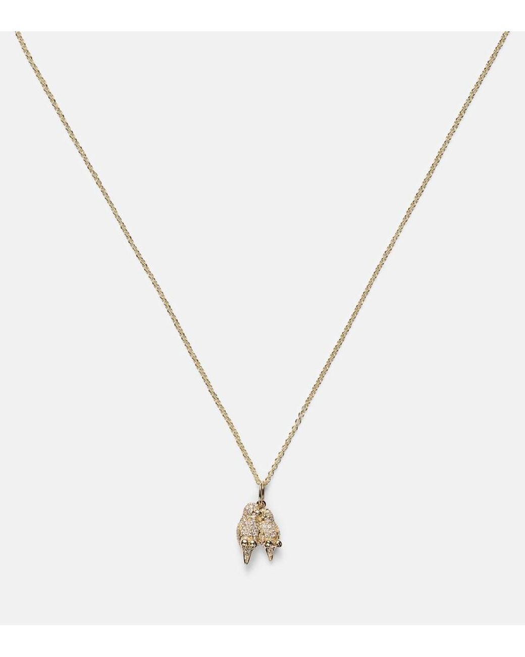 Sydney Evan Metallic Lovebirds 14Kt Necklace With Diamonds