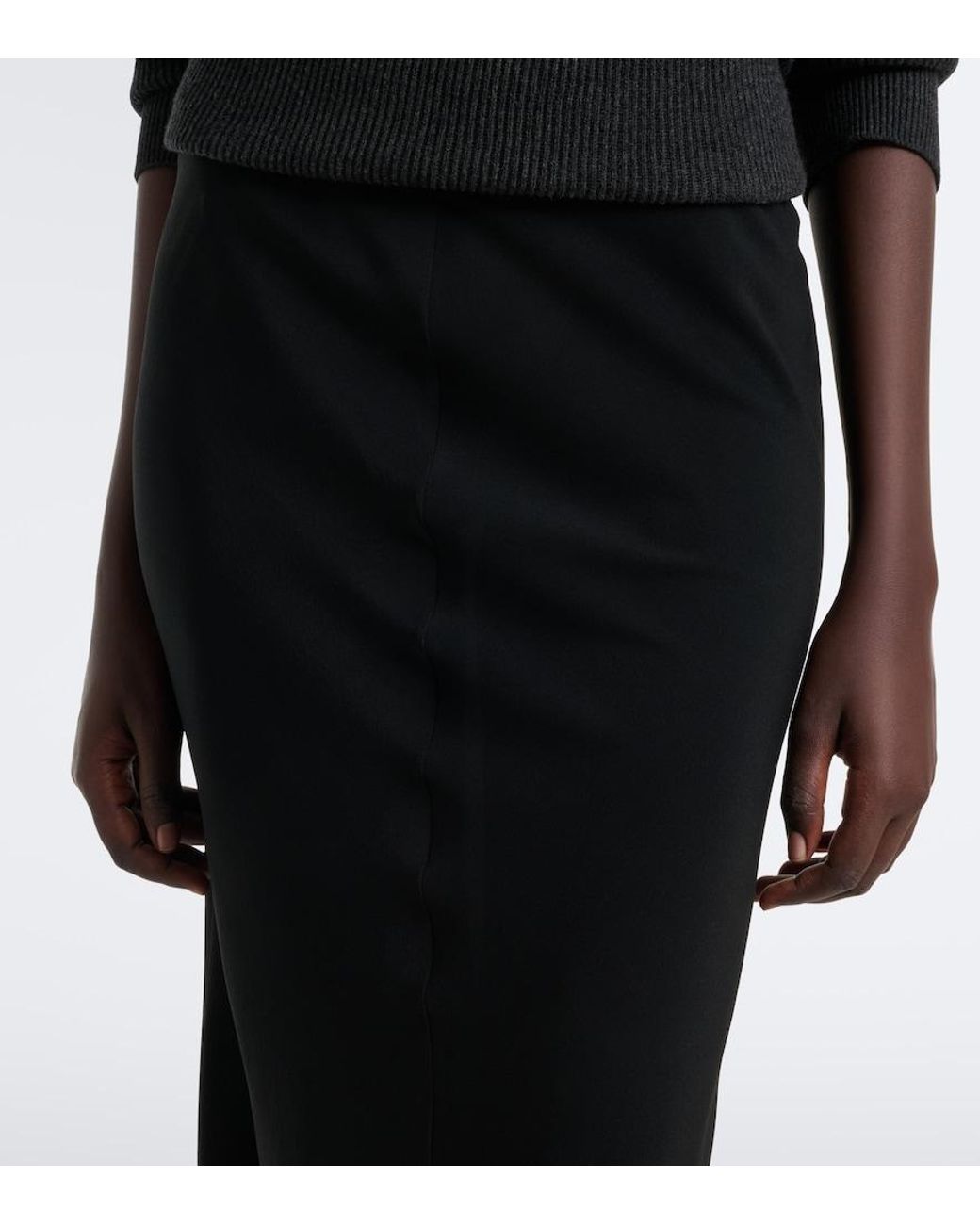 The Row Black Bakura Silk Crepe De Chine Midi Skirt