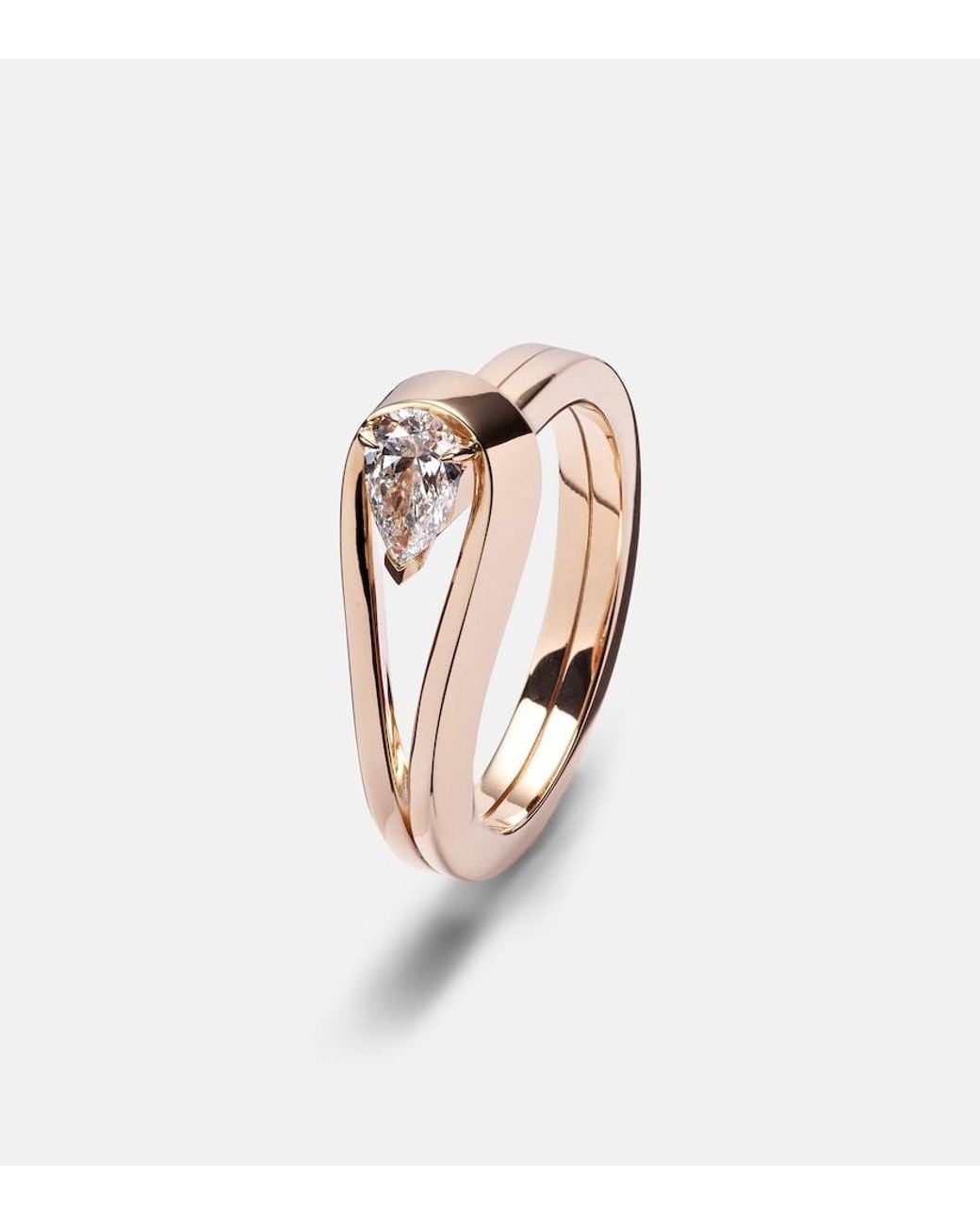 Repossi White Serti Inverse 18Kt Rose Ring With Diamond
