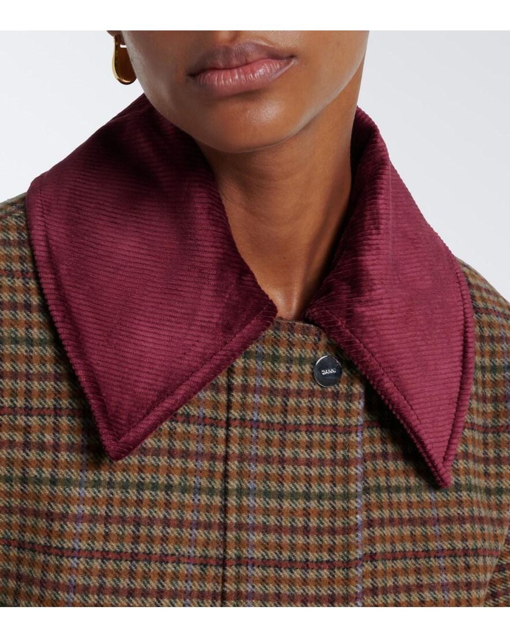 Ganni Brown Checked Wool-Blend Twill Jacket