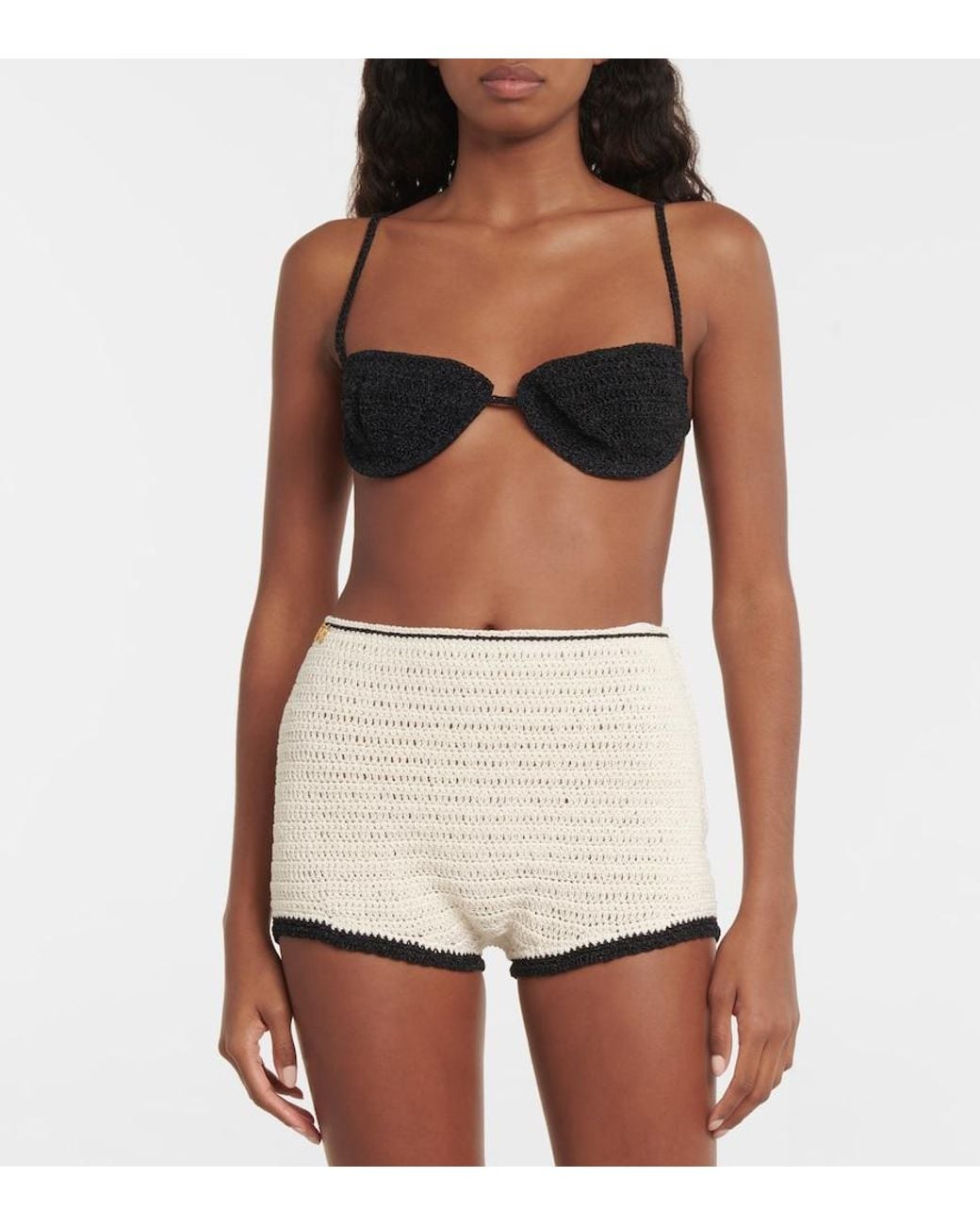 Magda Butrym Black Crocheted Cotton-Blend Bra