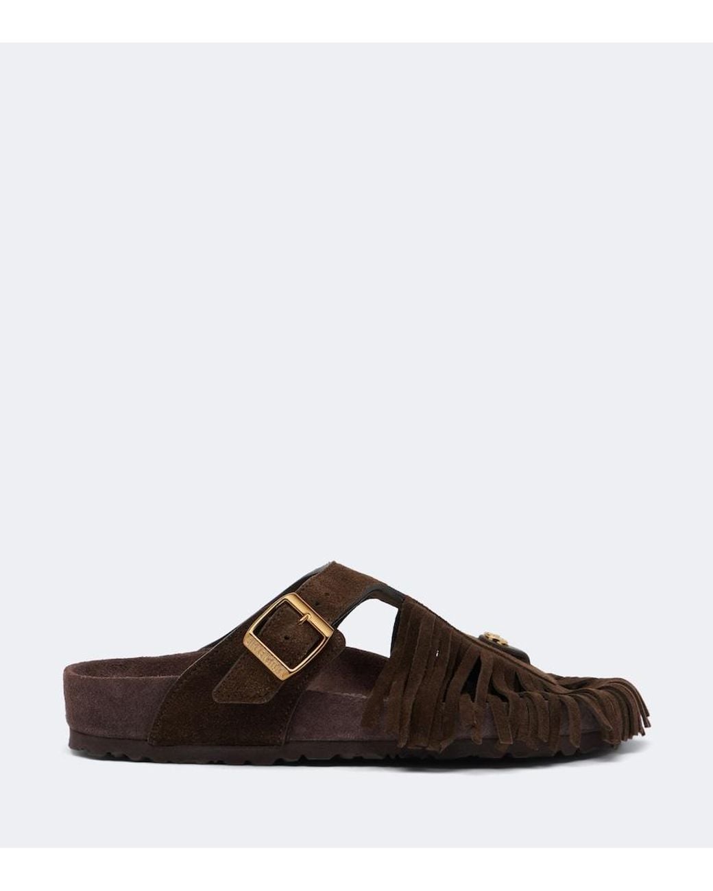 Etro Brown X Birkenstock Gizeh Fringed Suede Sandals