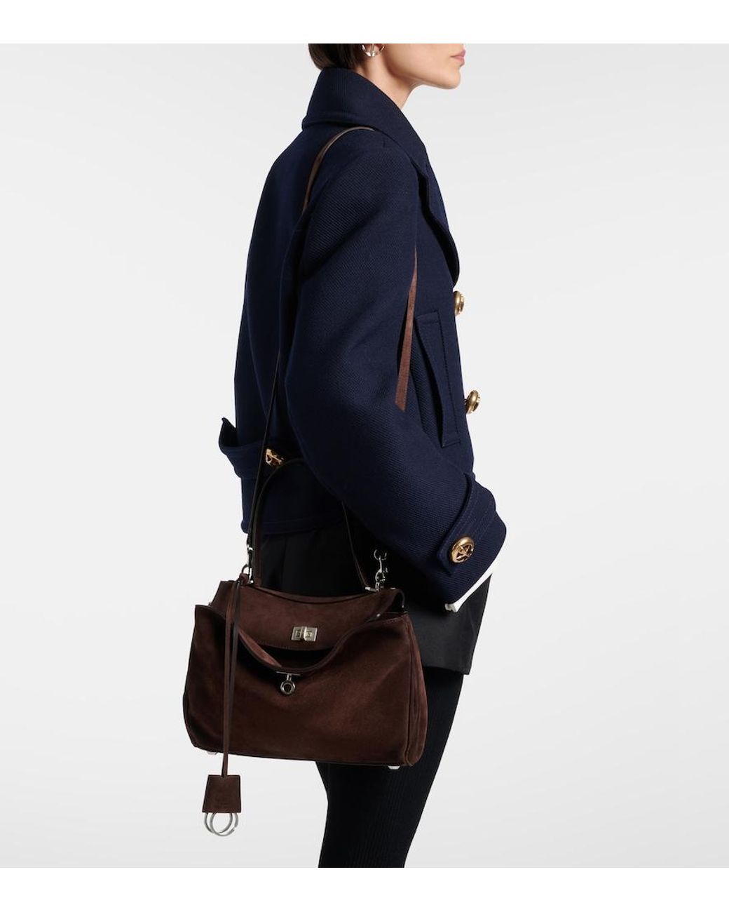 Balenciaga Brown Rodeo Small Suede Top-Handle Bag