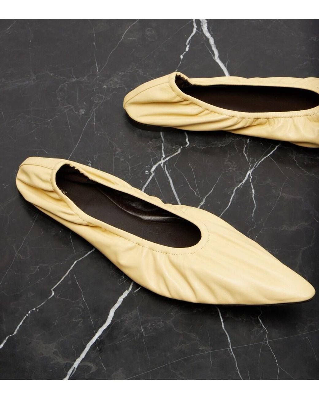The Row Natural Liisa Leather Ballet Flats