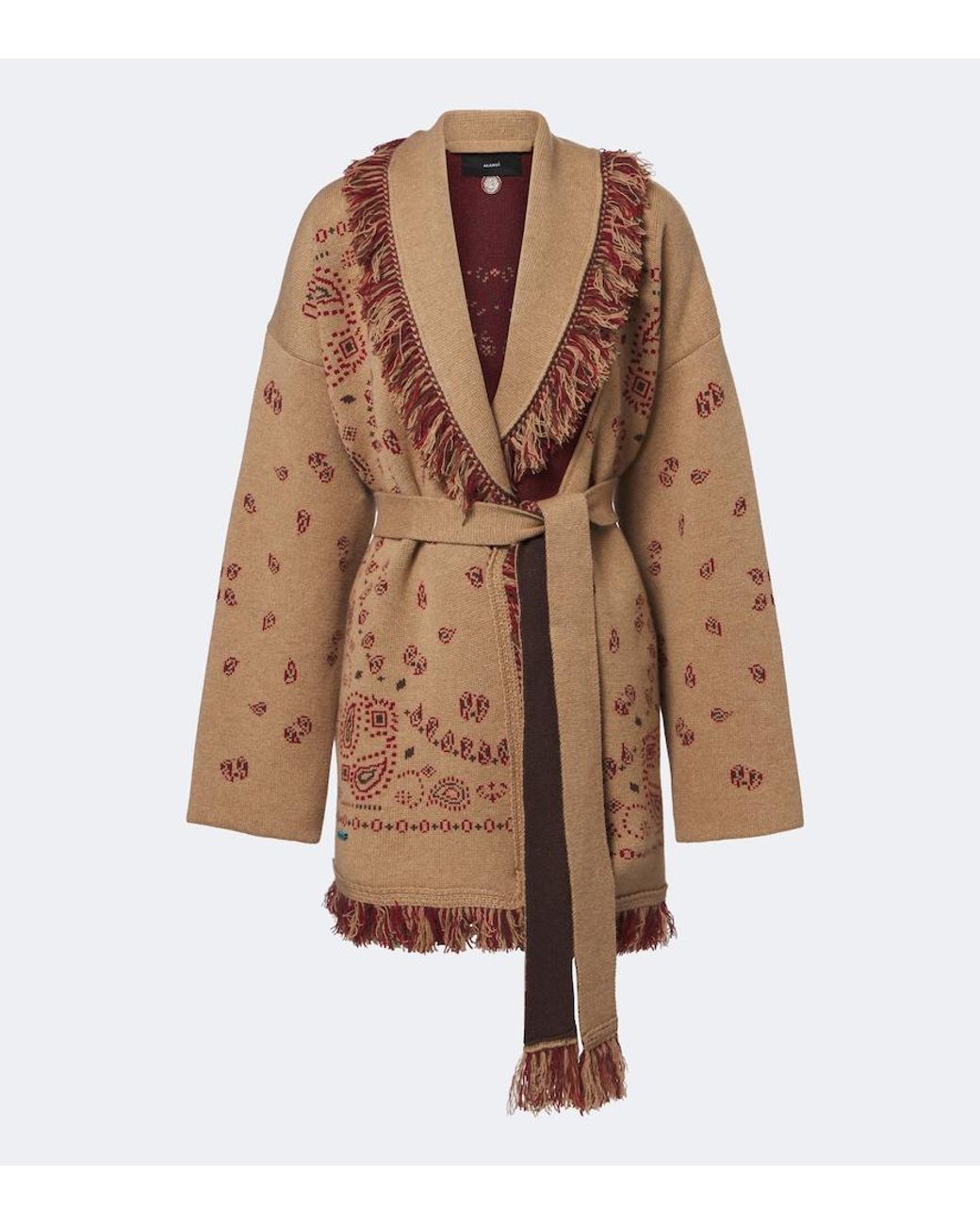 Alanui Brown Bandana Jacquard Cashmere Cardigan