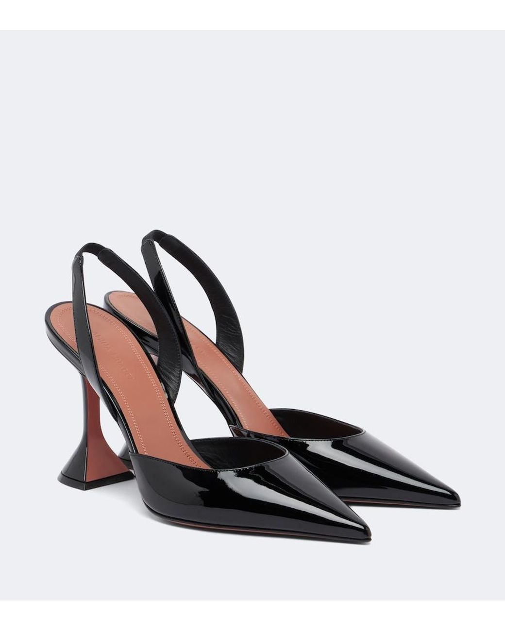 AMINA MUADDI Black Holli Patent Leather Slingback Pumps