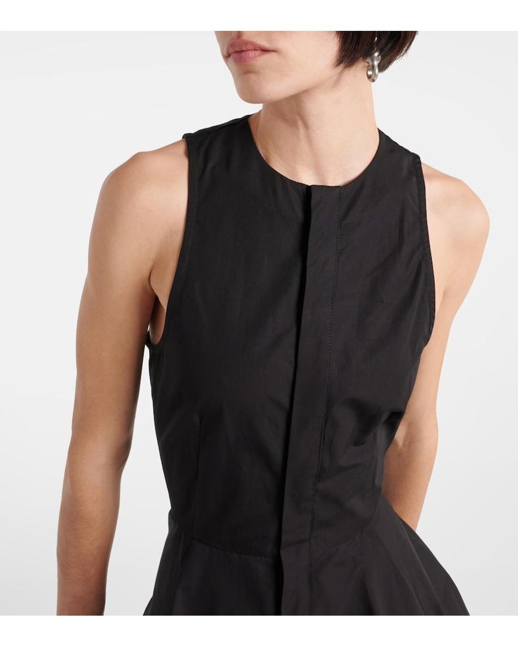 AMI Black Godet Cotton Poplin Shirt Dress