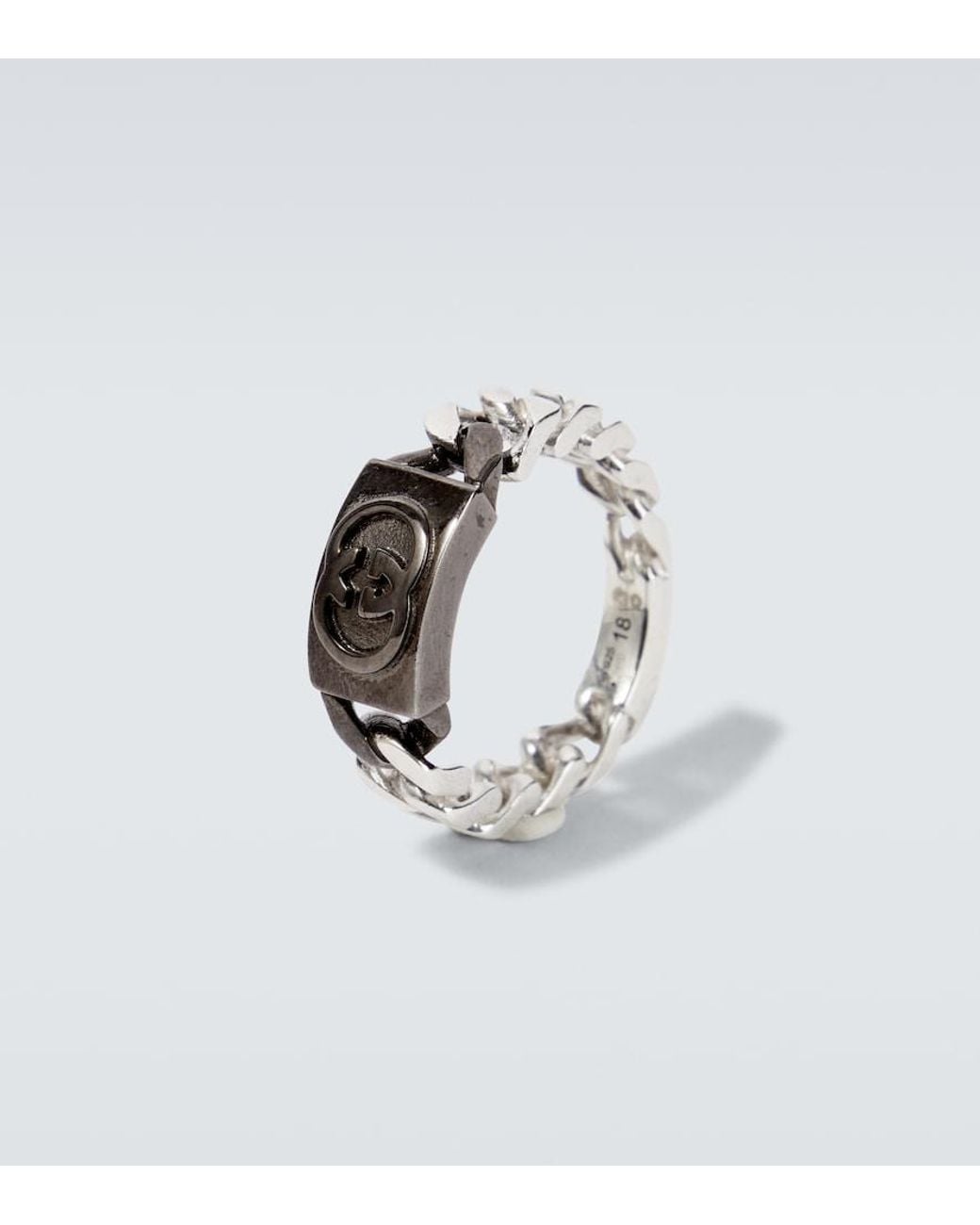 Gucci White Interlocking G Sterling Ring for men