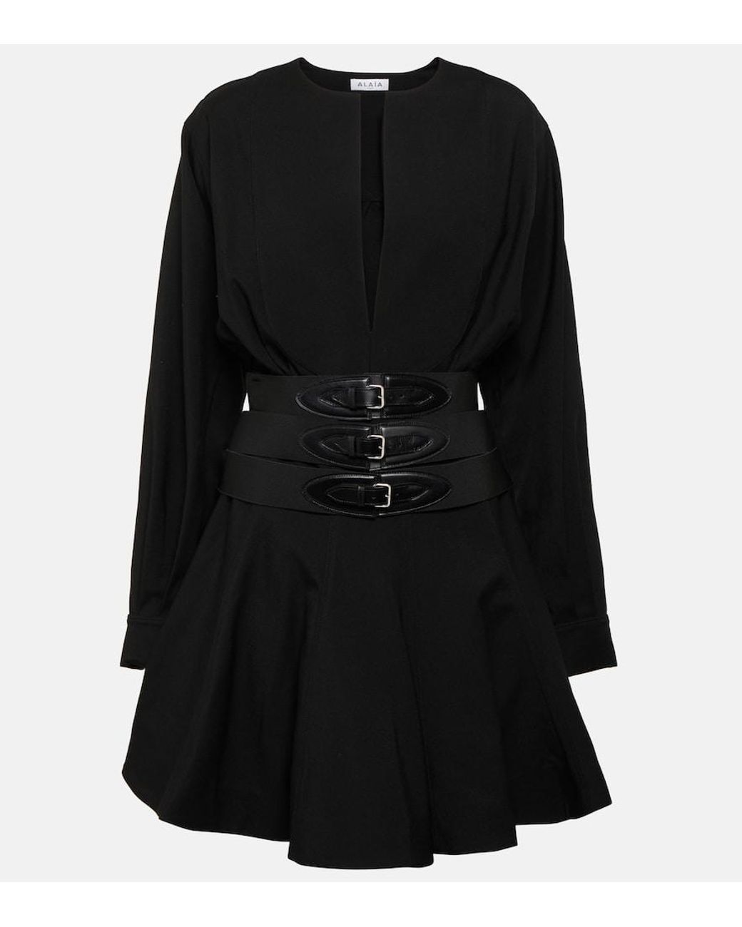 Alaïa Black Belted Wool Minidress