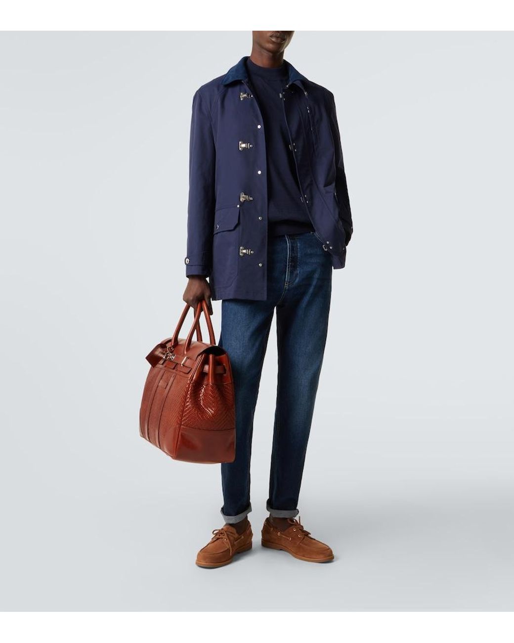 Brunello Cucinelli Blue Cotton Sweater for men