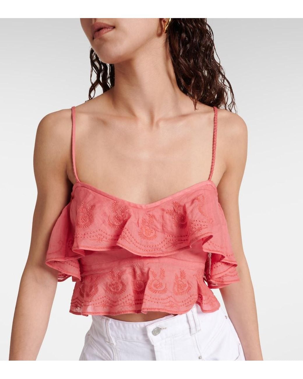 Isabel Marant Red Eliani Ruffled Top