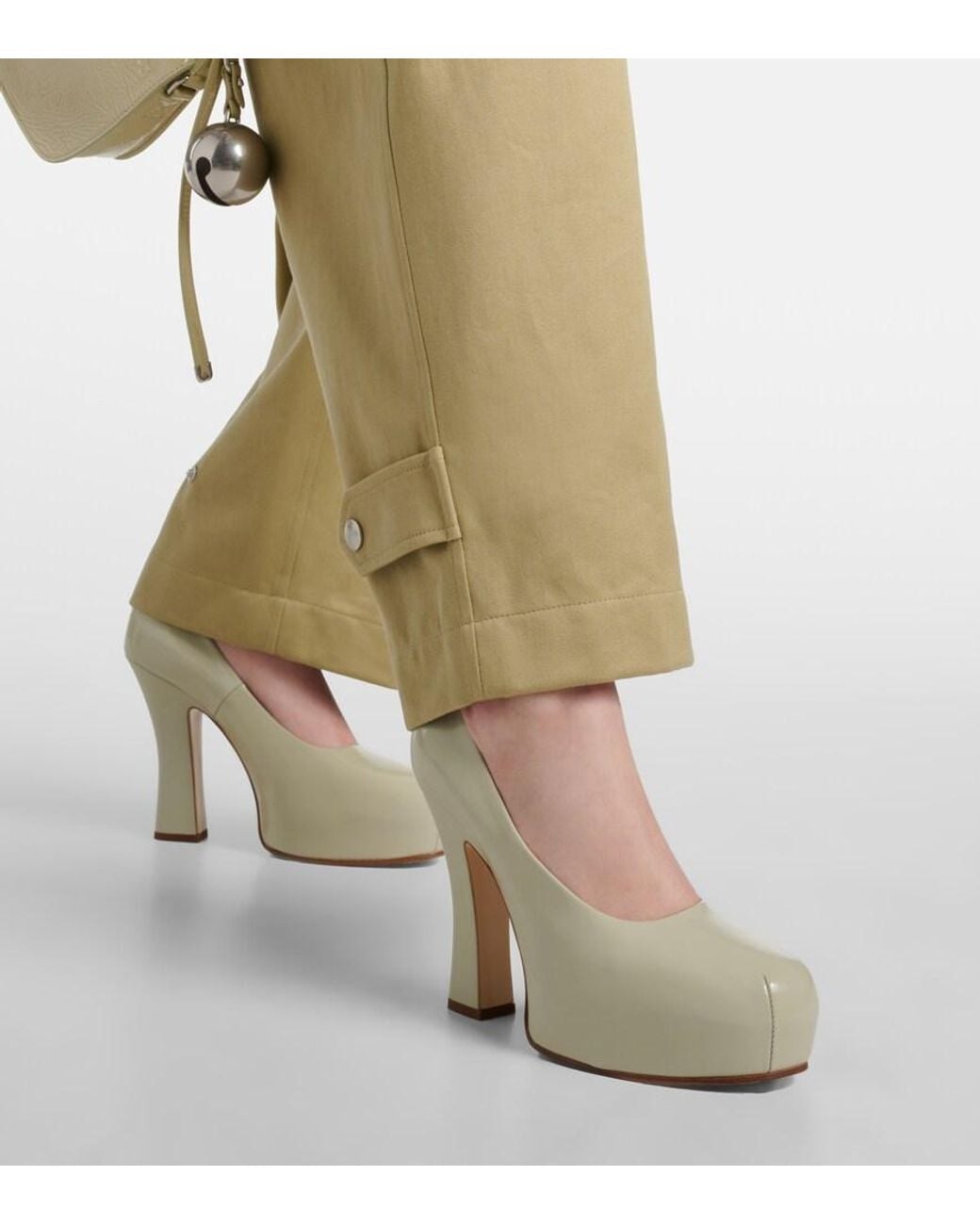 Burberry Green 130 Leather Platform Pumps