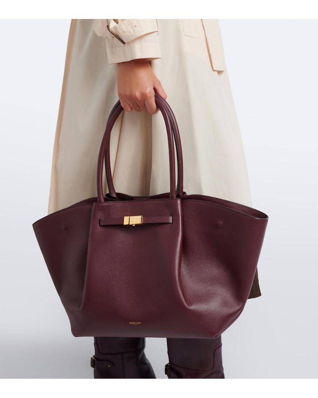 DeMellier London Purple New York Medium Leather Tote Bag