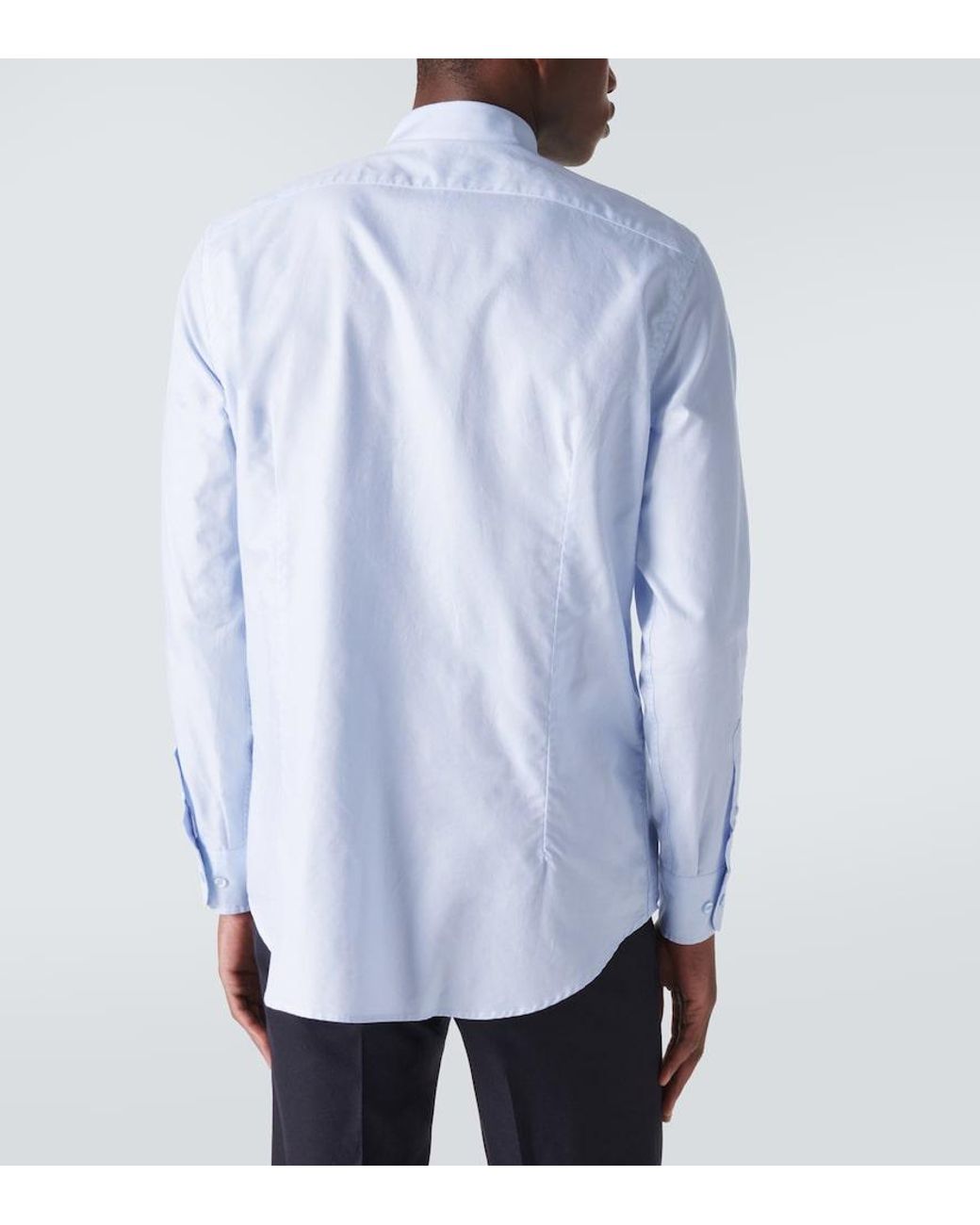 Etro Blue Button-Down Shirt With Logo for men