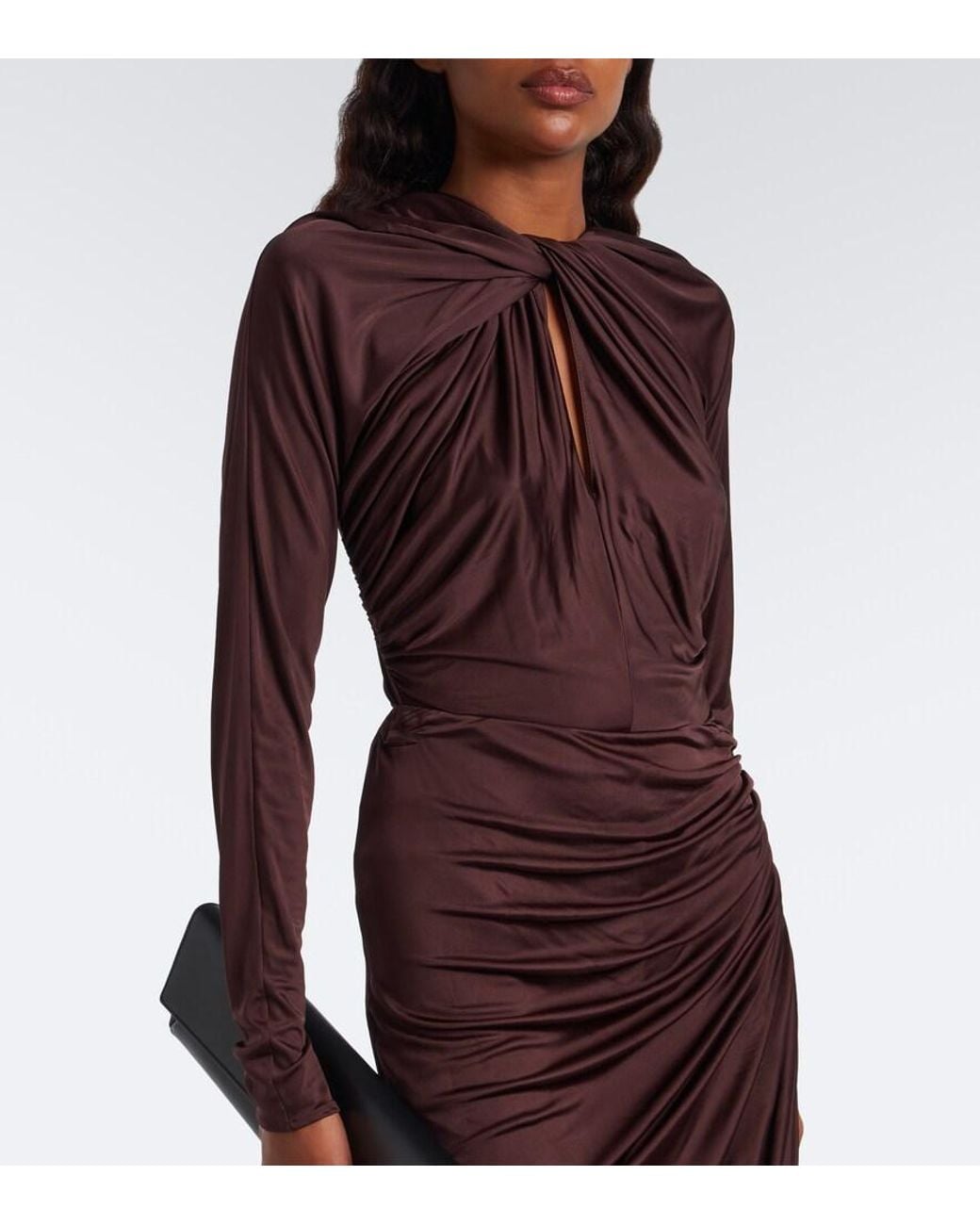 Balmain Brown Draped Satin Bodysuit
